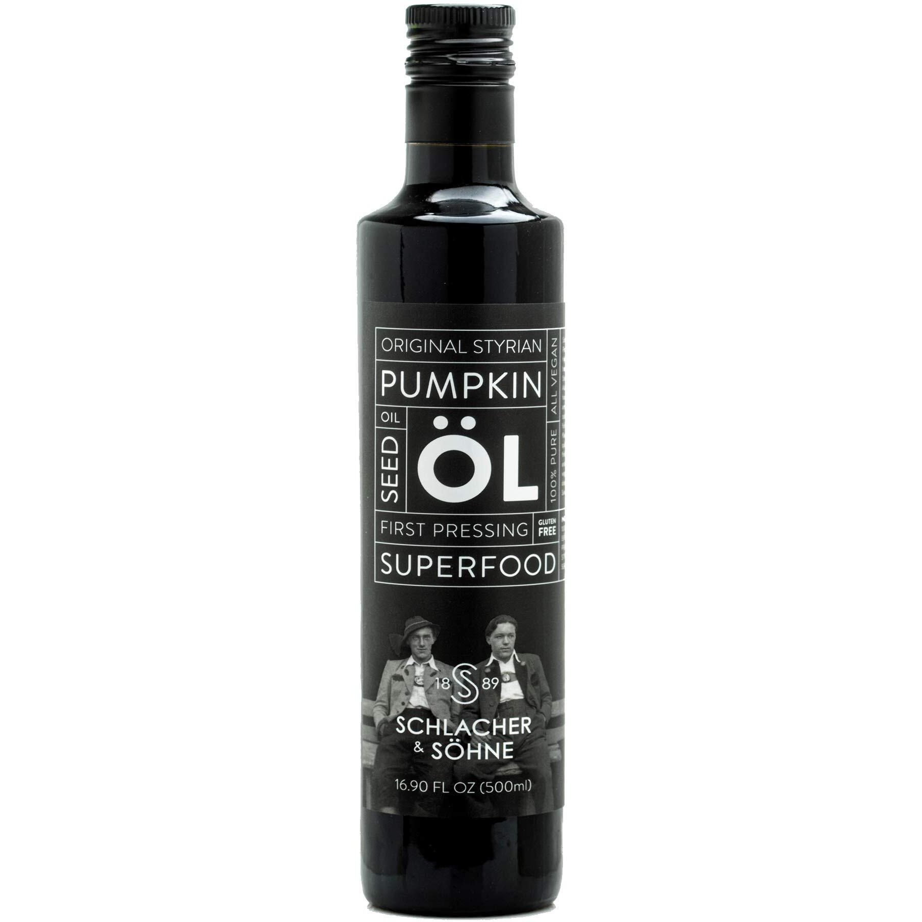 Schlacher & Shne Styrian Pumpkin Seed Oil 100% Pure, Cold Pressed, Non Gmo, Gluten Free, Vegan, May Helps In Hair Growth, Made In Austria (500 Ml, 16.9 Fl Oz)