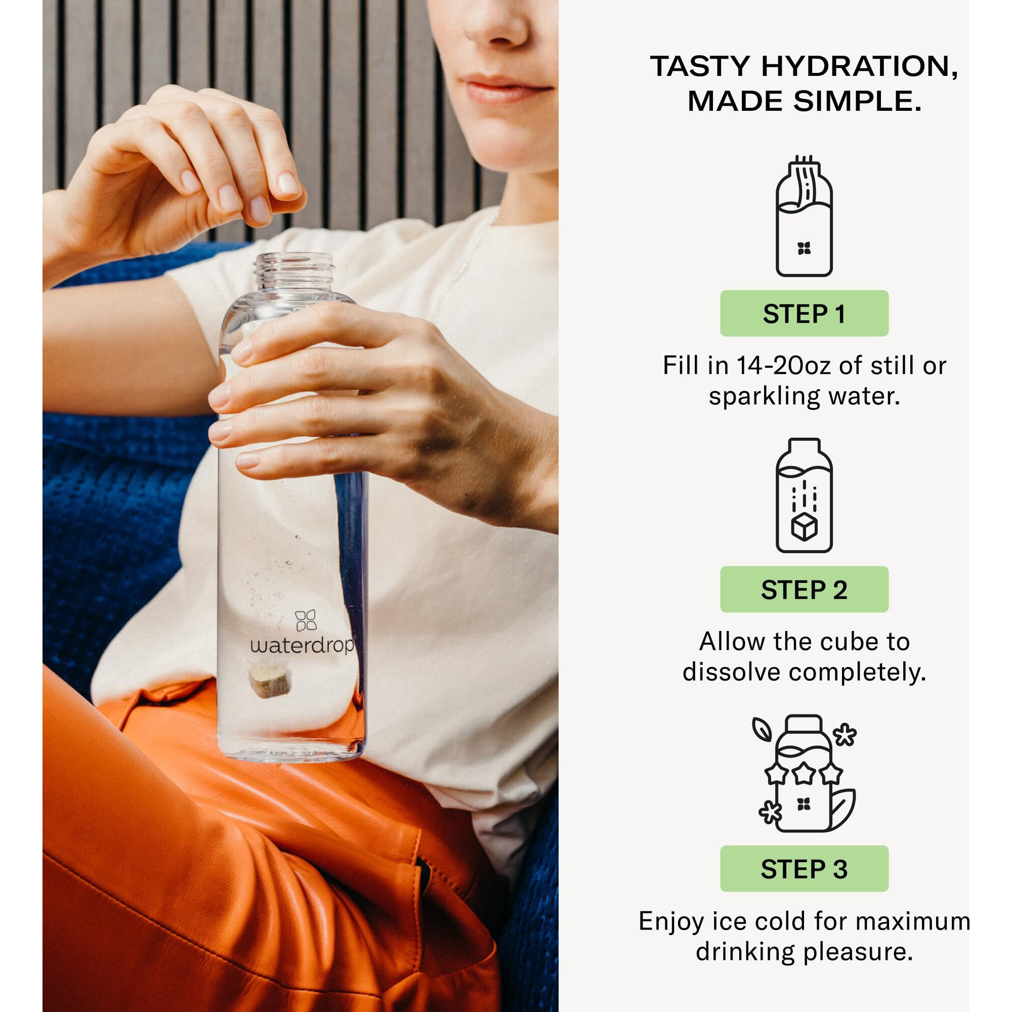 Waterdrop Hydration Cubes, Cucumber Watermelon, Vitamin C, B6 & Biotin, On The Go Water Enhancer Drops For Still & Sparkling Water, Low Calorie, Zero Sugar, Gluten Free, Non Gmo, Vegan, 48 Count