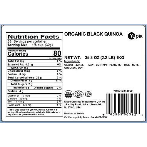 Yupik Organic Tri-Color Quinoa, 2.2 Lb, Pack Of 6, Non-Gmo, Gluten-Free, Kosher, Raw Seeds, Mix Of White, Red & Black Quinoa, Unsalted, Oil-Free, Source Of Fiber & Iron, Replacement To Rice & Pasta