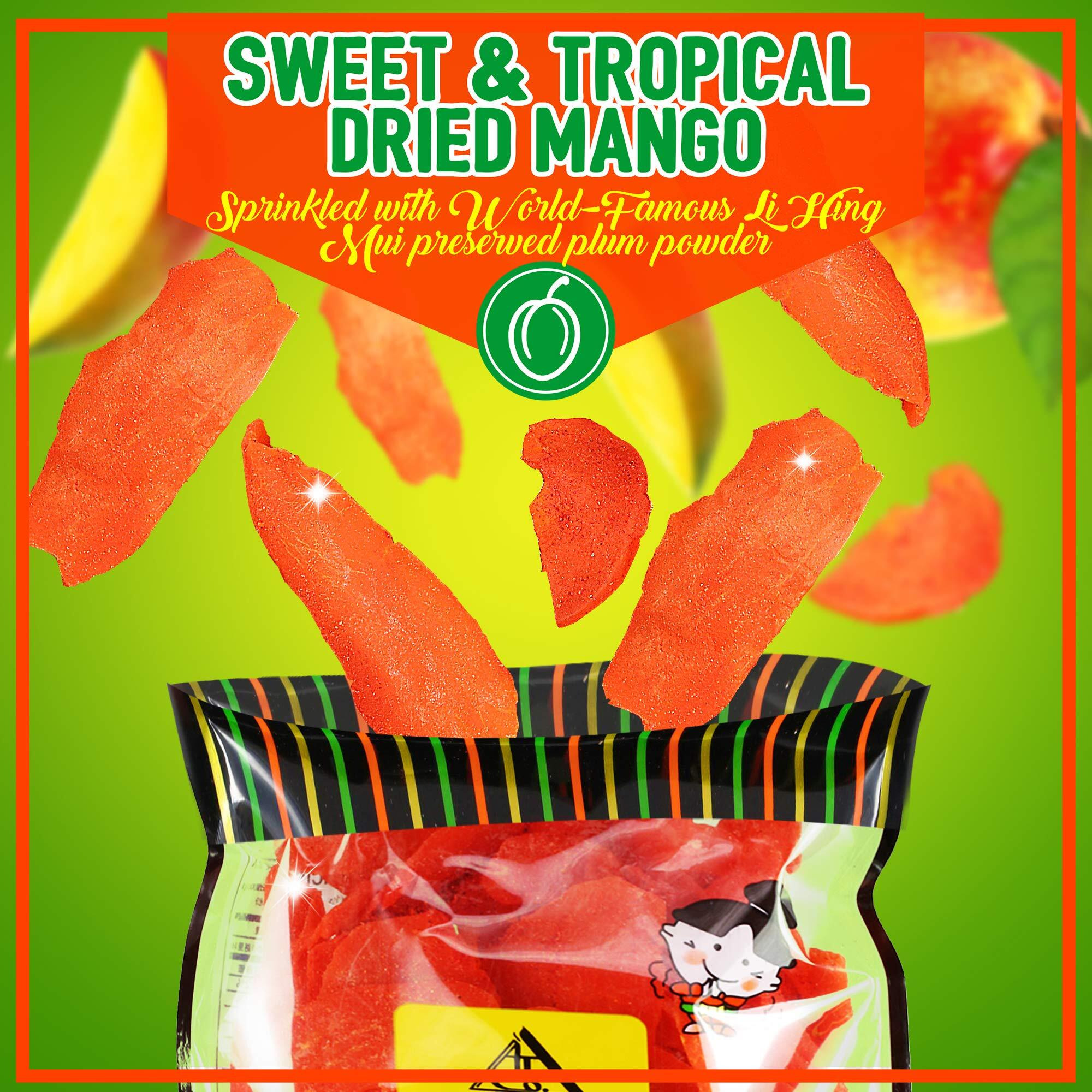 Asia Trans Li Hing Mui Dried Mango | Hawaiian Favorite | Naturally Sweet Dried Fruit Candy With Asian Plum Powder