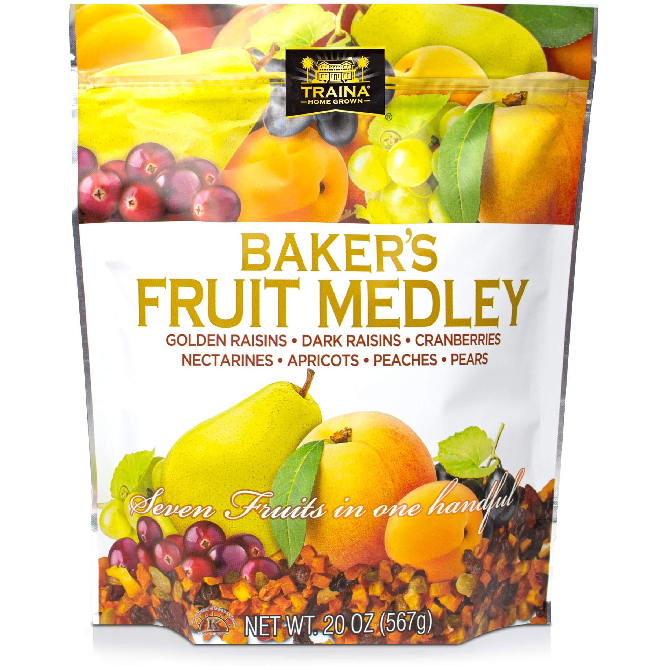 Traina Home Grown Bakers Fruit Medley - Diced Peaches, Cranberries, Apricots, Pears, Nectarines, And Raisins - Non Gmo, Gluten Free, Value Size (20 Oz)