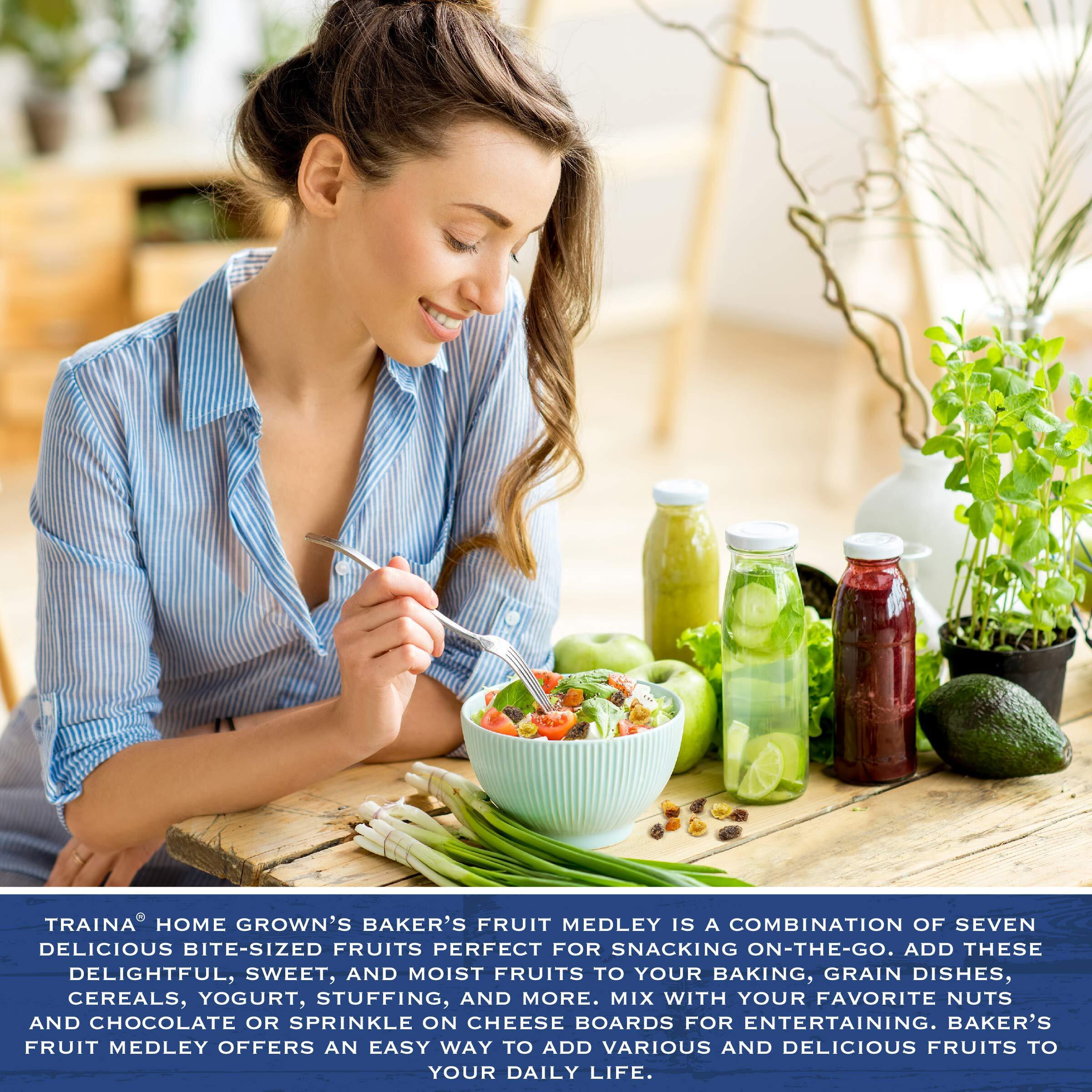 Traina Home Grown Bakers Fruit Medley - Diced Peaches, Cranberries, Apricots, Pears, Nectarines, And Raisins - Non Gmo, Gluten Free, Value Size (20 Oz)