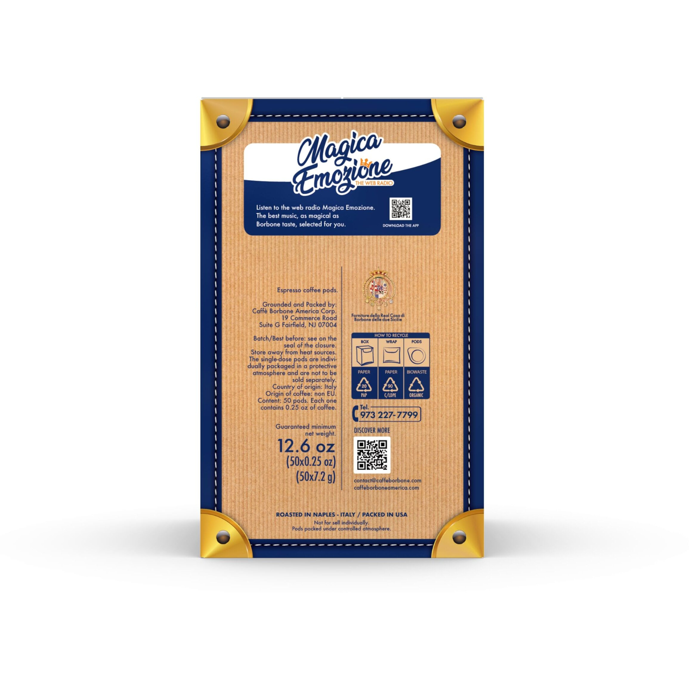 Caffe Borbone Espresso Paper Pods, Gold Blend, Sweet And Refined, Medium Roast Ese Pods, Authentic Italian Espresso- 50 Count