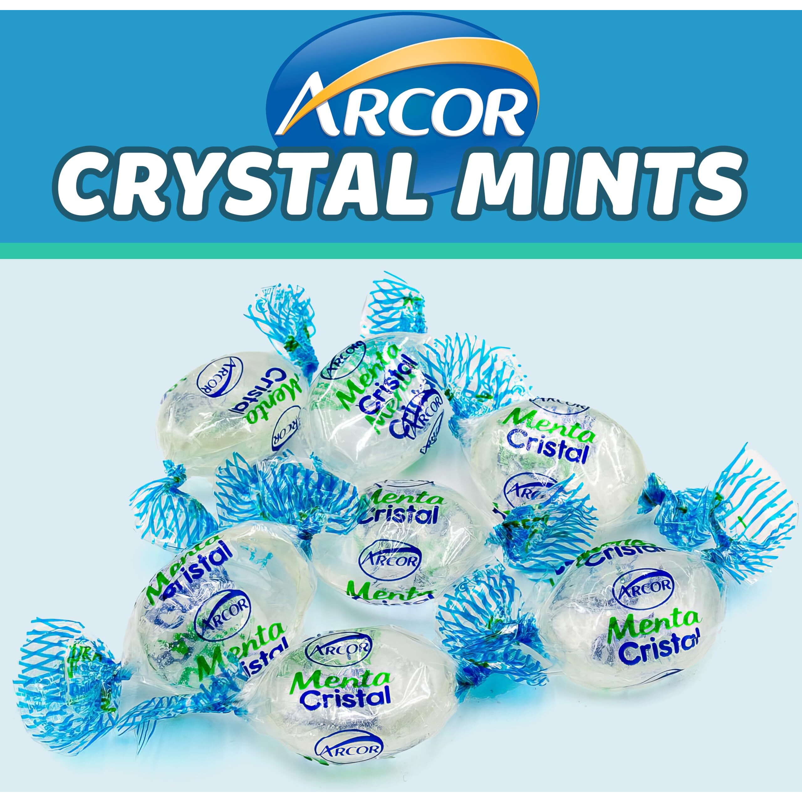 Arcor Crystal Mints Hard Candy - 2 Pounds Approx 200 Pieces - Blue Crystal Mints Hard Candy - Bulk Candy, Individually Wrapped Christmas Candy
