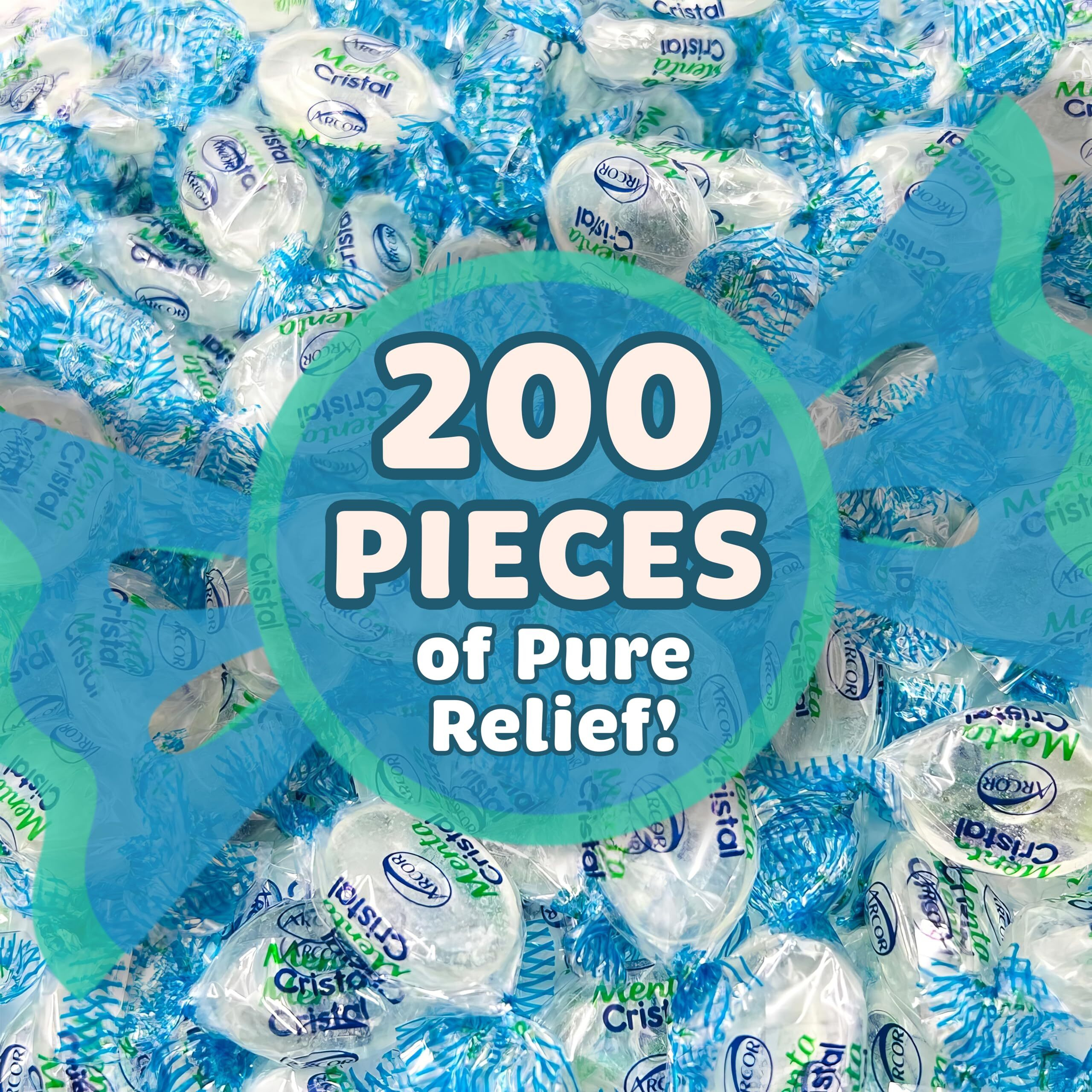 Arcor Crystal Mints Hard Candy - 2 Pounds Approx 200 Pieces - Blue Crystal Mints Hard Candy - Bulk Candy, Individually Wrapped Christmas Candy