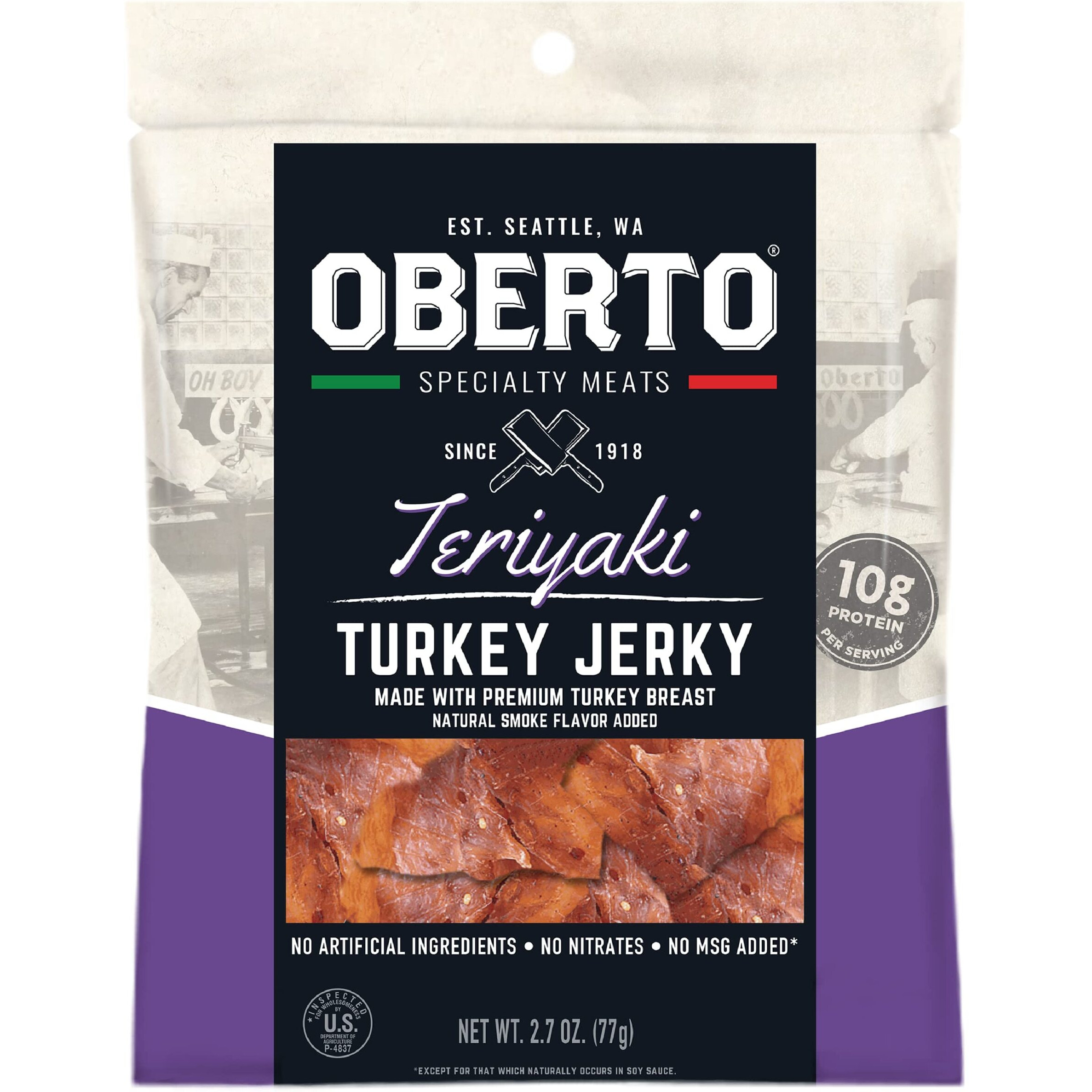 Oberto Specialty Meats Teriyaki Turkey Jerky, 2.7 Ounce (Pack Of 8)