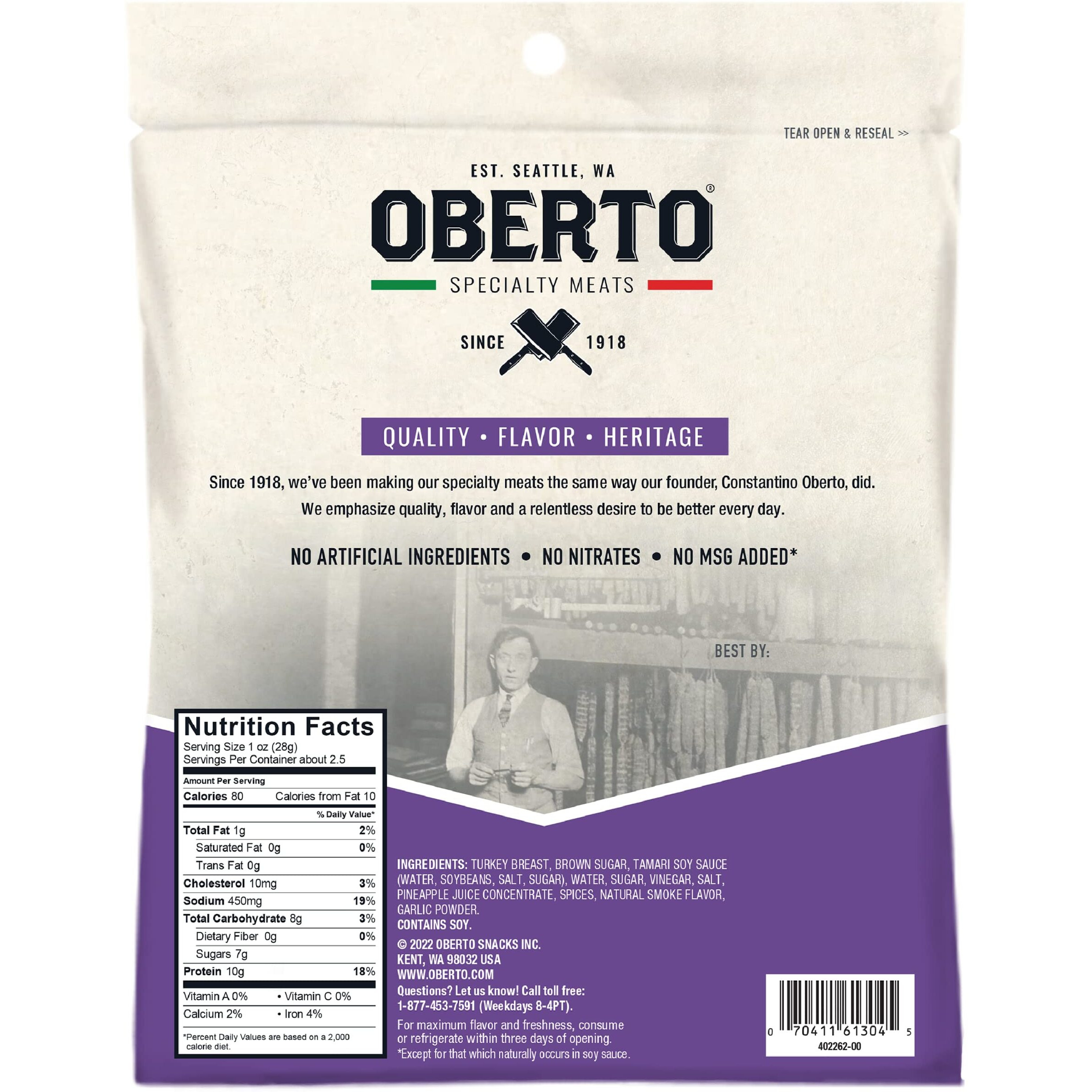 Oberto Specialty Meats Teriyaki Turkey Jerky, 2.7 Ounce (Pack Of 8)
