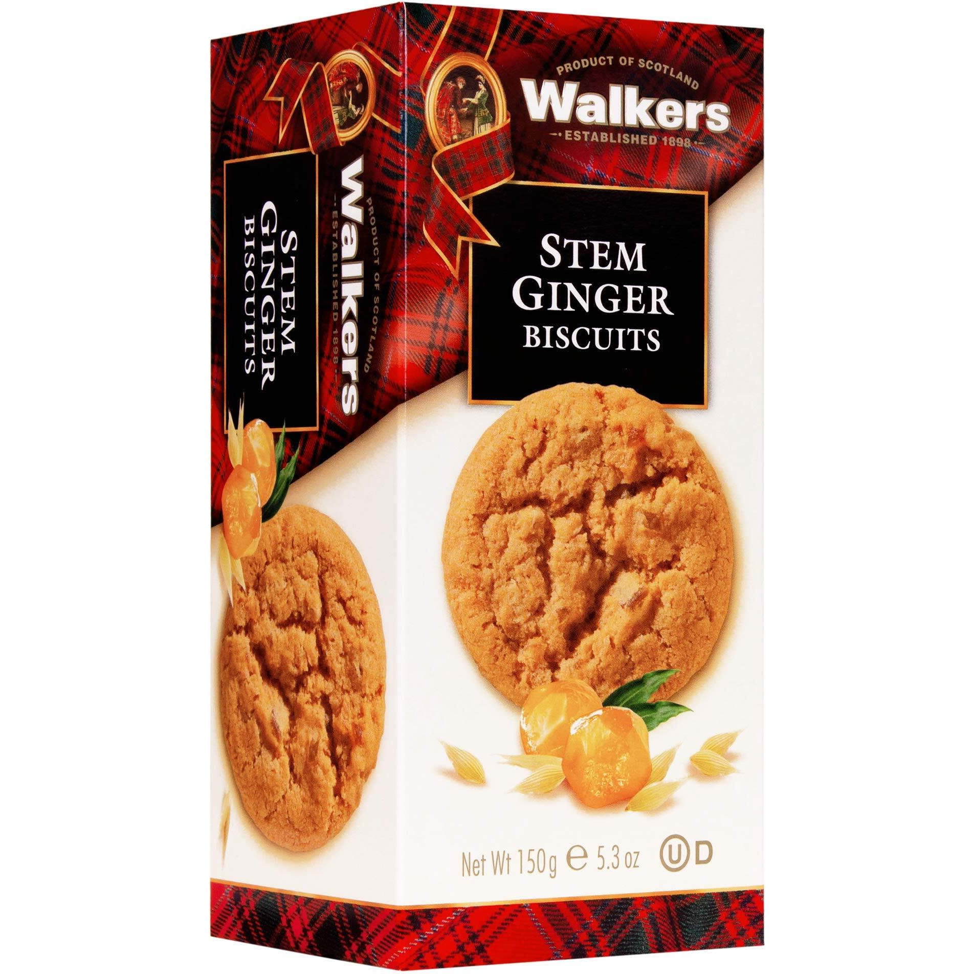 Walker's Shortbread Stem Ginger Cookies, Scottish Style Cookies, 5.3 Oz Box