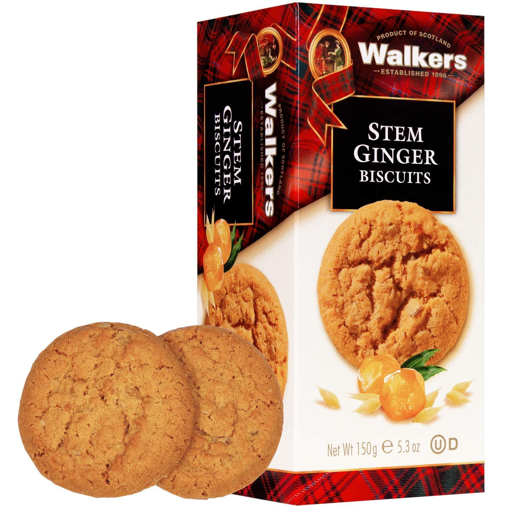 Walker's Shortbread Stem Ginger Cookies, Scottish Style Cookies, 5.3 Oz Box