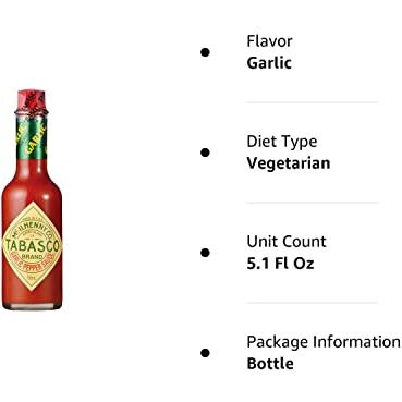 Tabasco Pepper Sauce (Garlic, 5 Ounce)