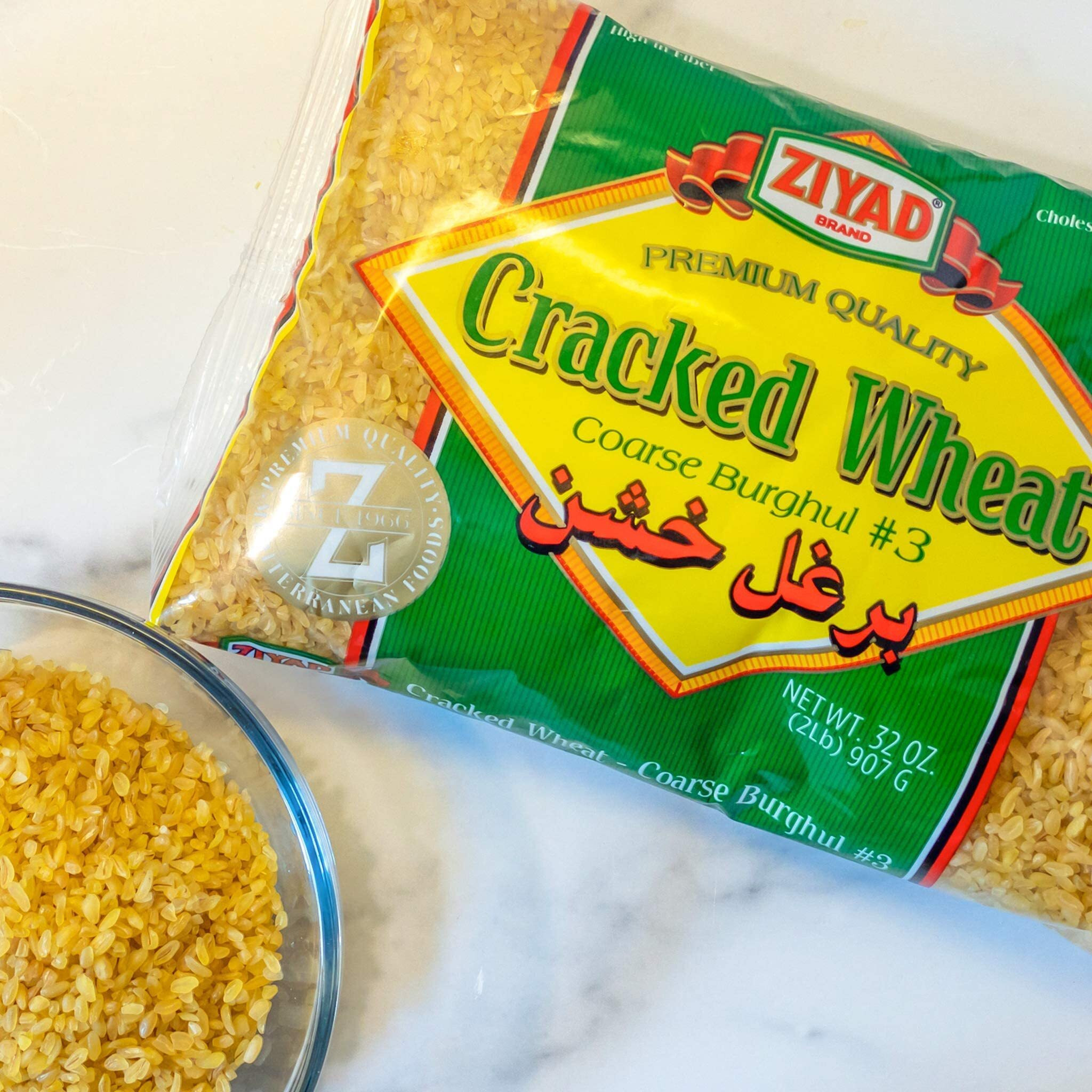Ziyad Cracked Wheat, Number 3 Coarse Bulgur, Bread Filler Perfect For Bread Crumbs, Oats, Tabouli, Kibbeh, Curries 32 Oz
