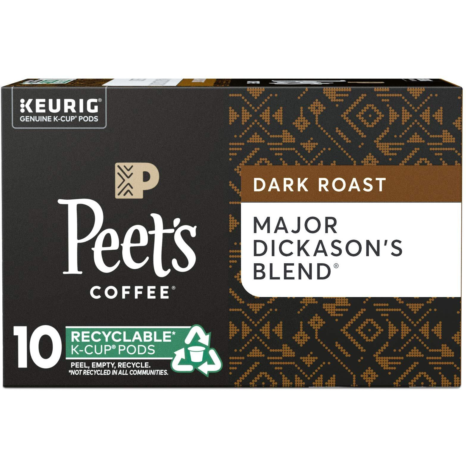 Peet's Coffee Major Dickason's Blend Dark Roast Coffee K-Cup,10 Count (Pack Of 1)