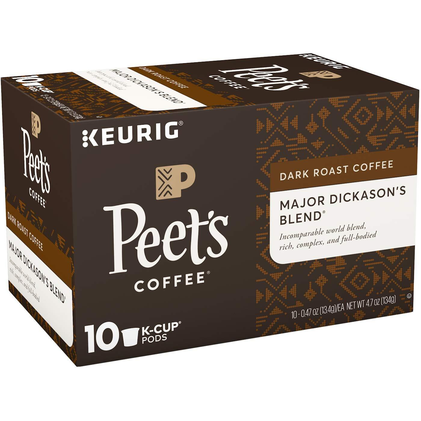 Peet's Coffee Major Dickason's Blend Dark Roast Coffee K-Cup,10 Count (Pack Of 1)