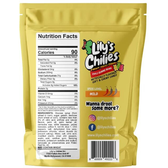 Lilys Chilies, Sour And Chili Chewy Candy (Chili Gummy Bear), 7.97 Ounce (Pack Of 1)