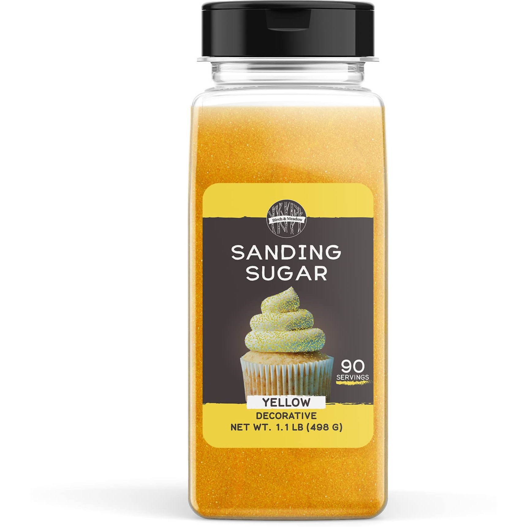 Birch & Meadow Sanding Sugar, Yellow, 1.1 Lb. Colorful Sugar Crystals For Festive Holiday Baking