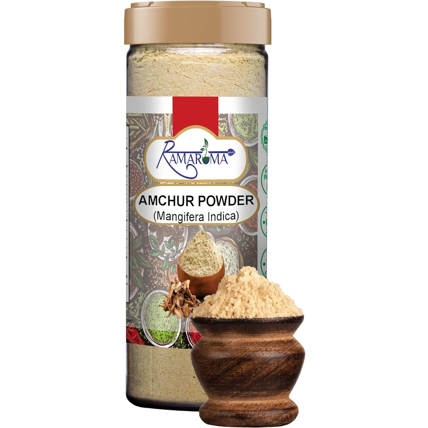 Ramaroma Amchur (Mango) Ground Powder Spice 8Oz (226G) ~ All Natural, Indian Origin | No Color | Gluten Friendly | Vegan | Non-Gmo | No Salt Or Fillers