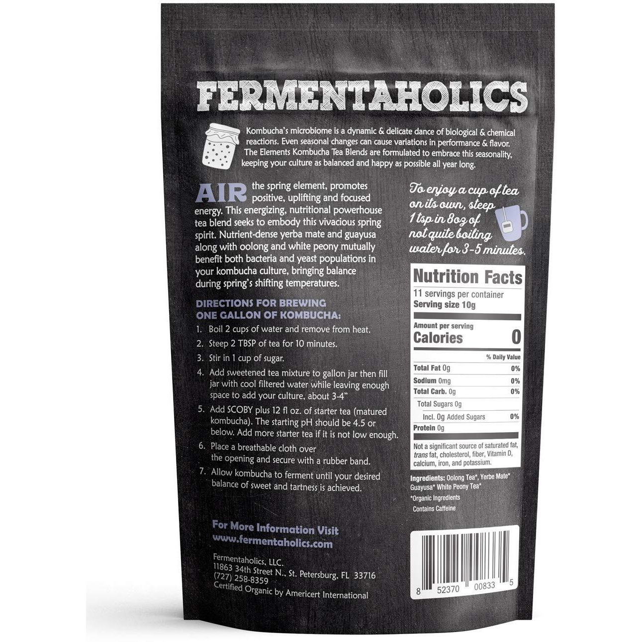Fermentaholics - Element Kombucha Tea Blends | Usda Certified Organic Kombucha Tea Blend | Kosher Certified (Air Blend)