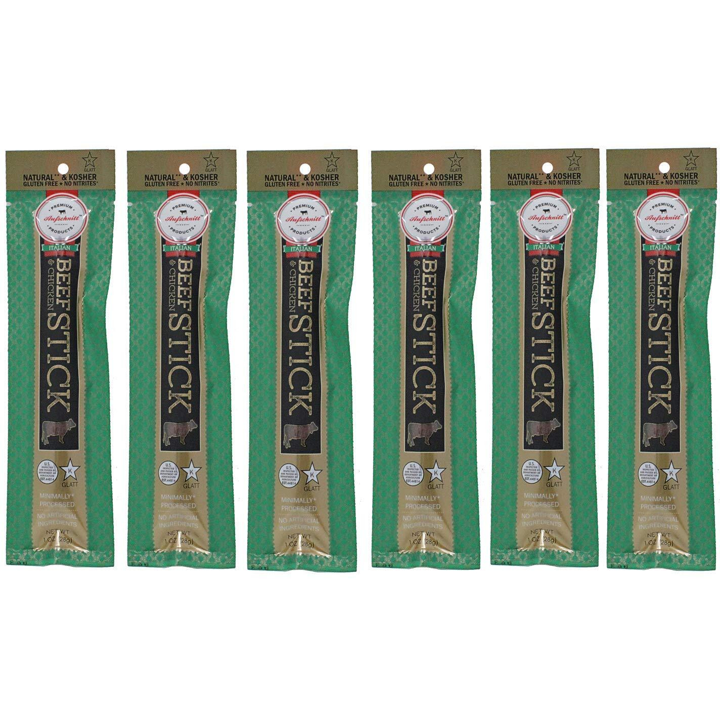 Aufschnitt Grass Fed Beef Jerky Sticks - Low Sodium, Certified Kosher - Halal And Keto Friendly - 6 Pack, Italian