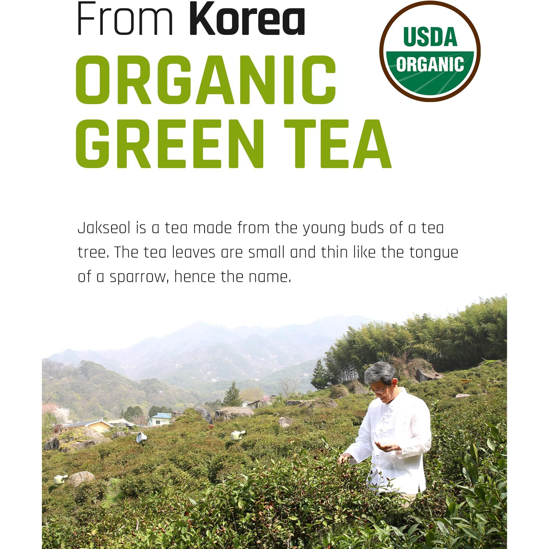Ssanggye Tea 100% Natural Super Food Pure Organic Green Tea Jakseol 40 Tea Bags By Ssanggye Tea