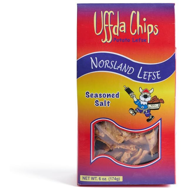 Uffda Chips - Made From Real Lefse - 6 Oz - By Norsland Lefse (Seasoned Salt)