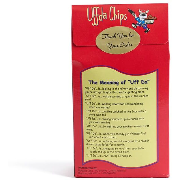 Uffda Chips - Made From Real Lefse - 6 Oz - By Norsland Lefse (Seasoned Salt)