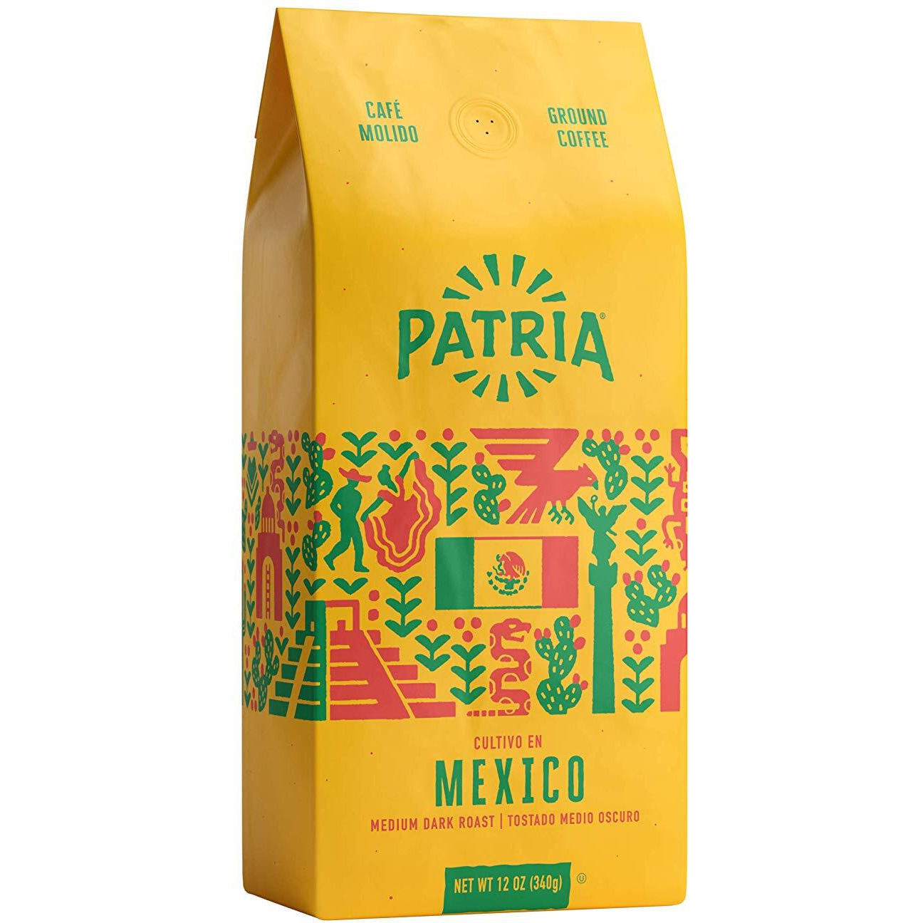 Patria Mexico Medium Dark Roast Ground Coffee, 12Oz Bag (Pack Of 1)