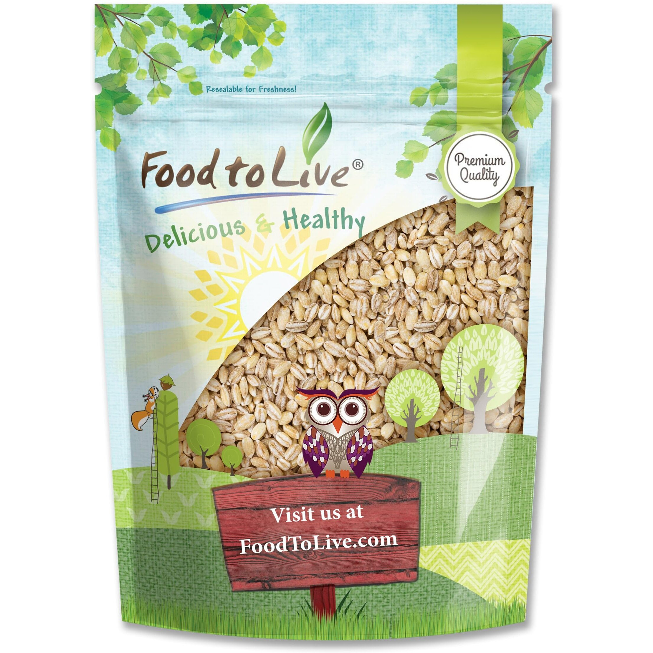 Food To Live - Pearl Barley, 1 Pound Processed Hulled Barley, Cereal Grain, Kosher, Vegan, Bulk. Cooks Faster Than Hulled Barley. High In Fiber. Great For Soups, Risottos.