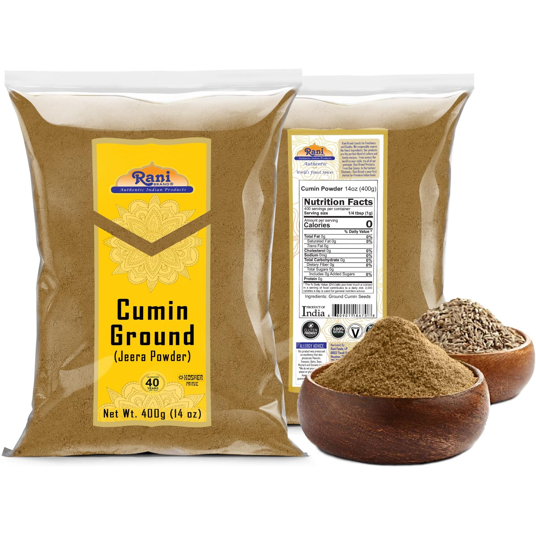 Rani Cumin (Jeera) Powder Spice 14Oz (400G) ~ All Natural | Vegan | Gluten Friendly | Non-Gmo | Kosher | Indian Origin