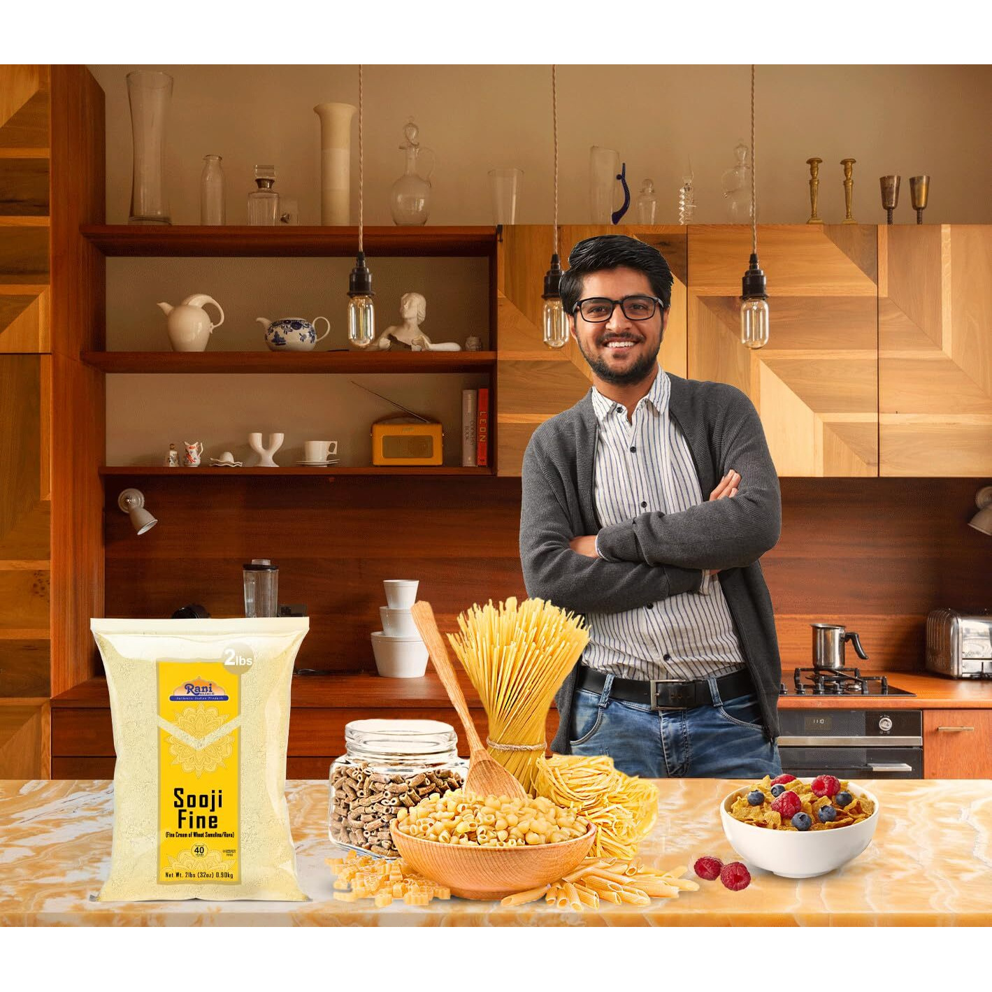 Rani Sooji Fine (Farina, Suji, Rava, Wheat) Flour 32Oz (2Lbs) 908G ~ All Natural | Vegan | Non-Gmo | Kosher | Indian Origin