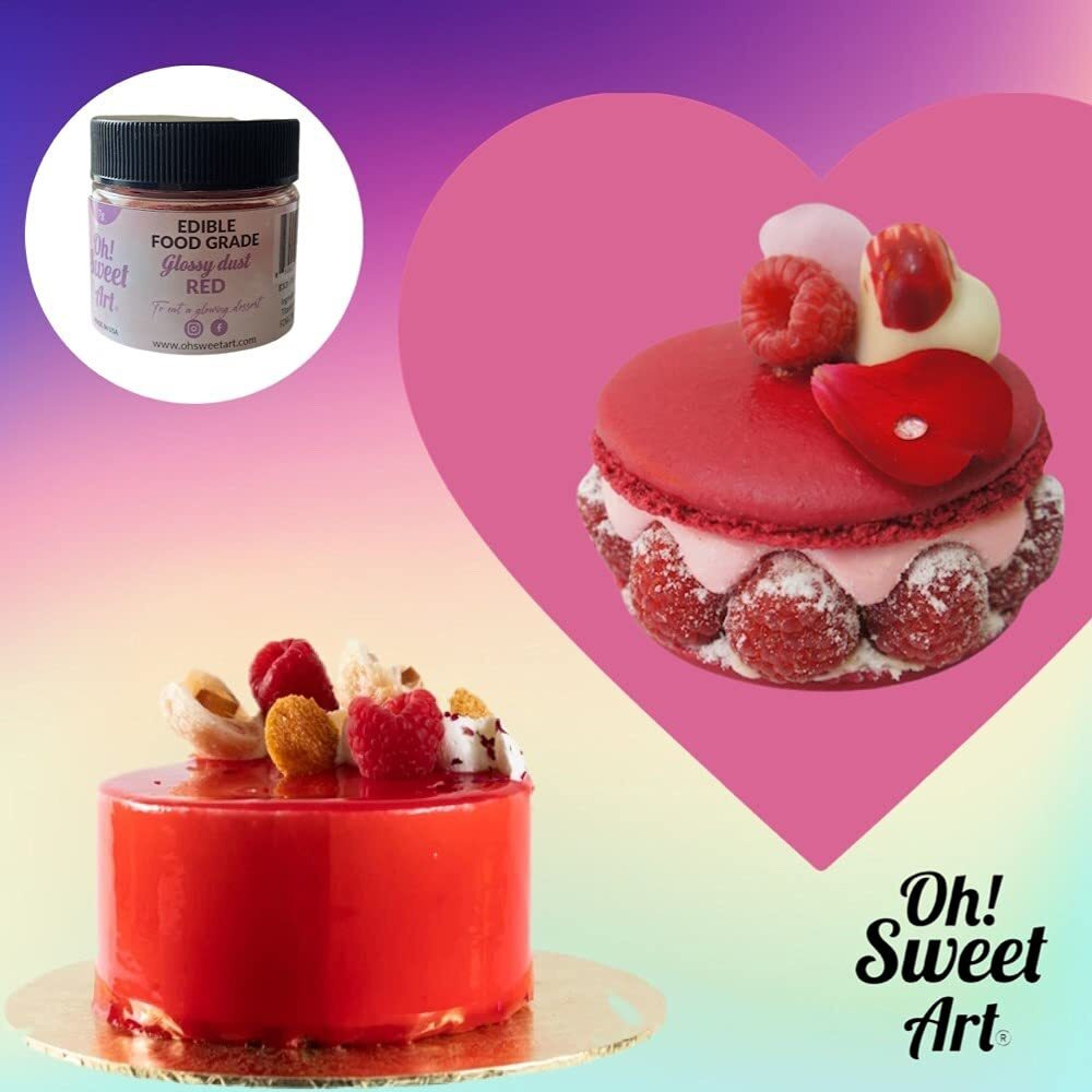 Oh Sweet Art Glossy Luster Dust Edible 7G (0.25Oz) Choose Your Color (Red)