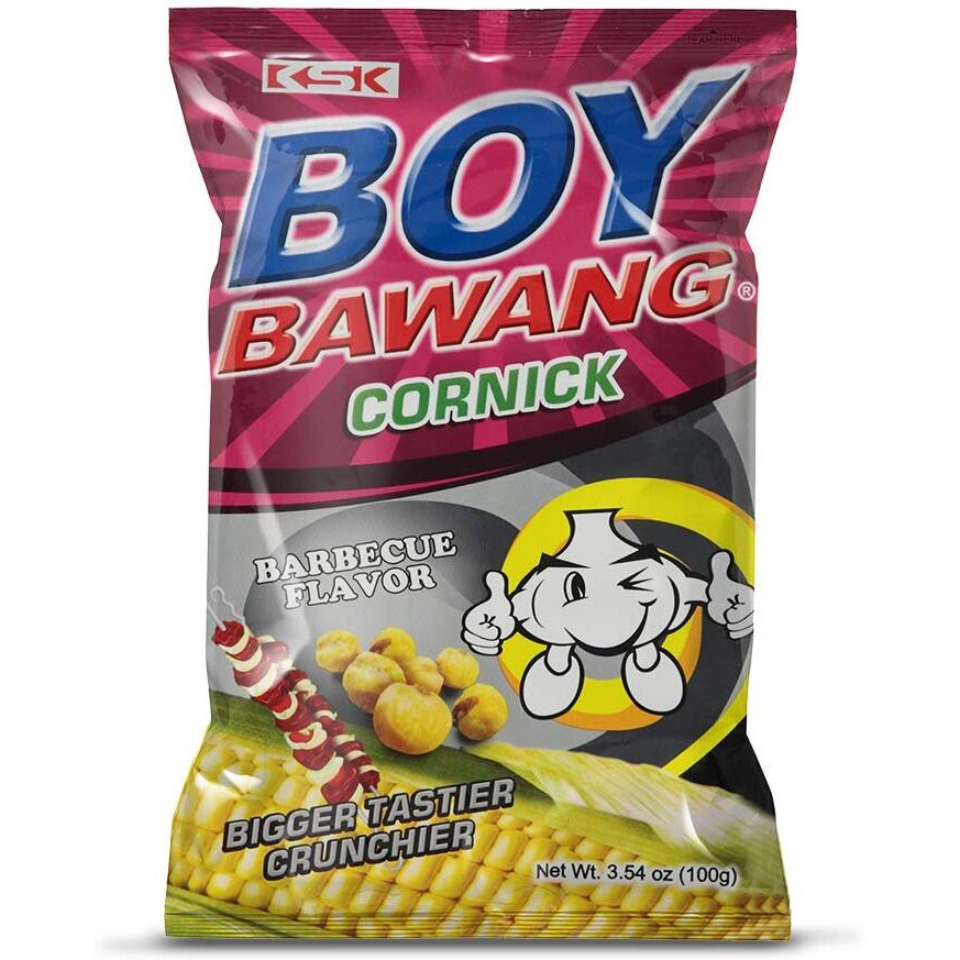 Boy Bawang Cornick, Barbeque - Crispy Tasty & Gluten-Free Corn Nuts 3.54 Ounces (100G), 3 Pack