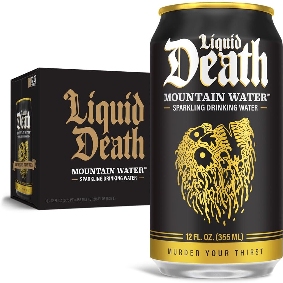 Liquid Death, Sparkling Mountain Water, 18-Pack (12Oz Cans), Real Mountain Source, Natural Minerals & Electrolytes