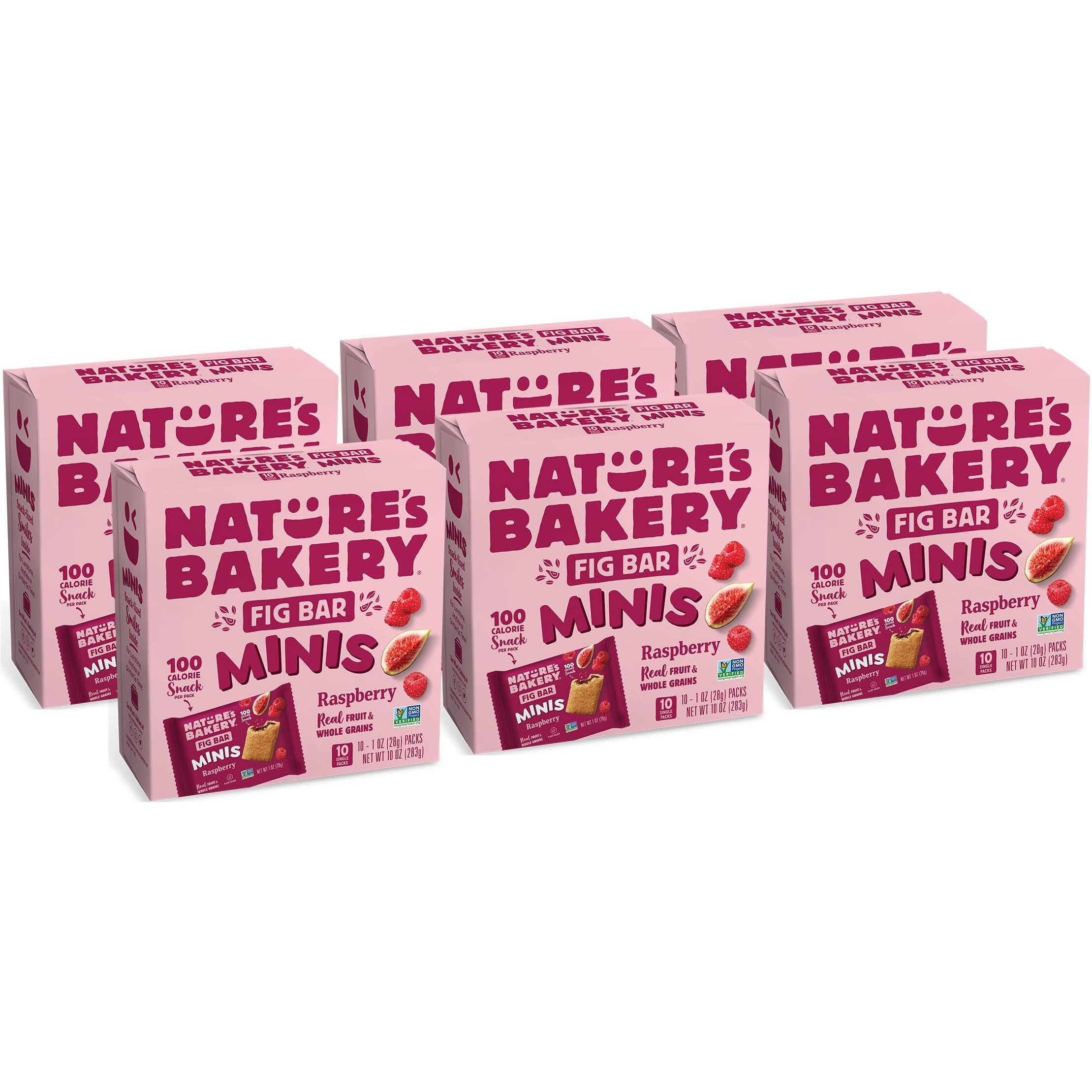 Nature's Bakery Fig Bar Minis, Raspberry, Whole Grain, Vegan Friendly, Kosher, Non-Gmo, 10 Ounce (Pack Of 6)