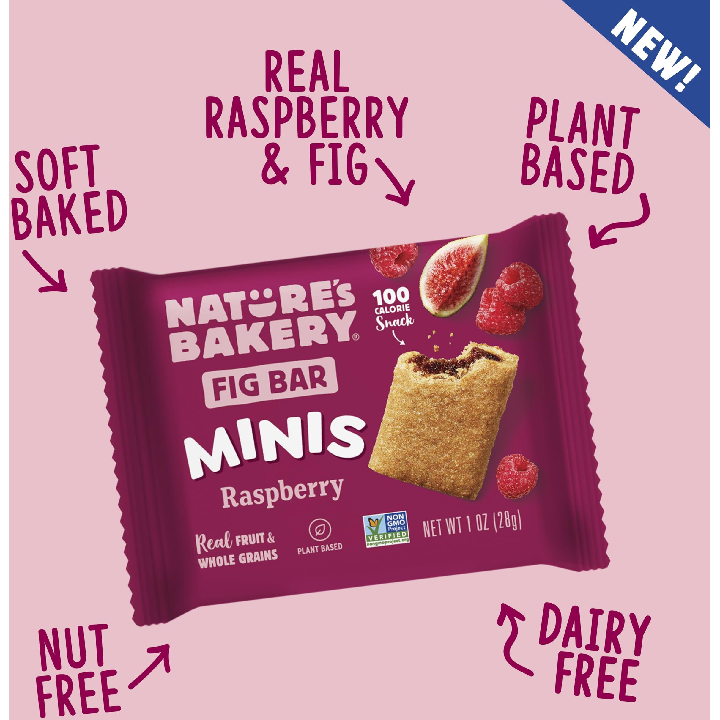 Nature's Bakery Fig Bar Minis, Raspberry, Whole Grain, Vegan Friendly, Kosher, Non-Gmo, 10 Ounce (Pack Of 6)