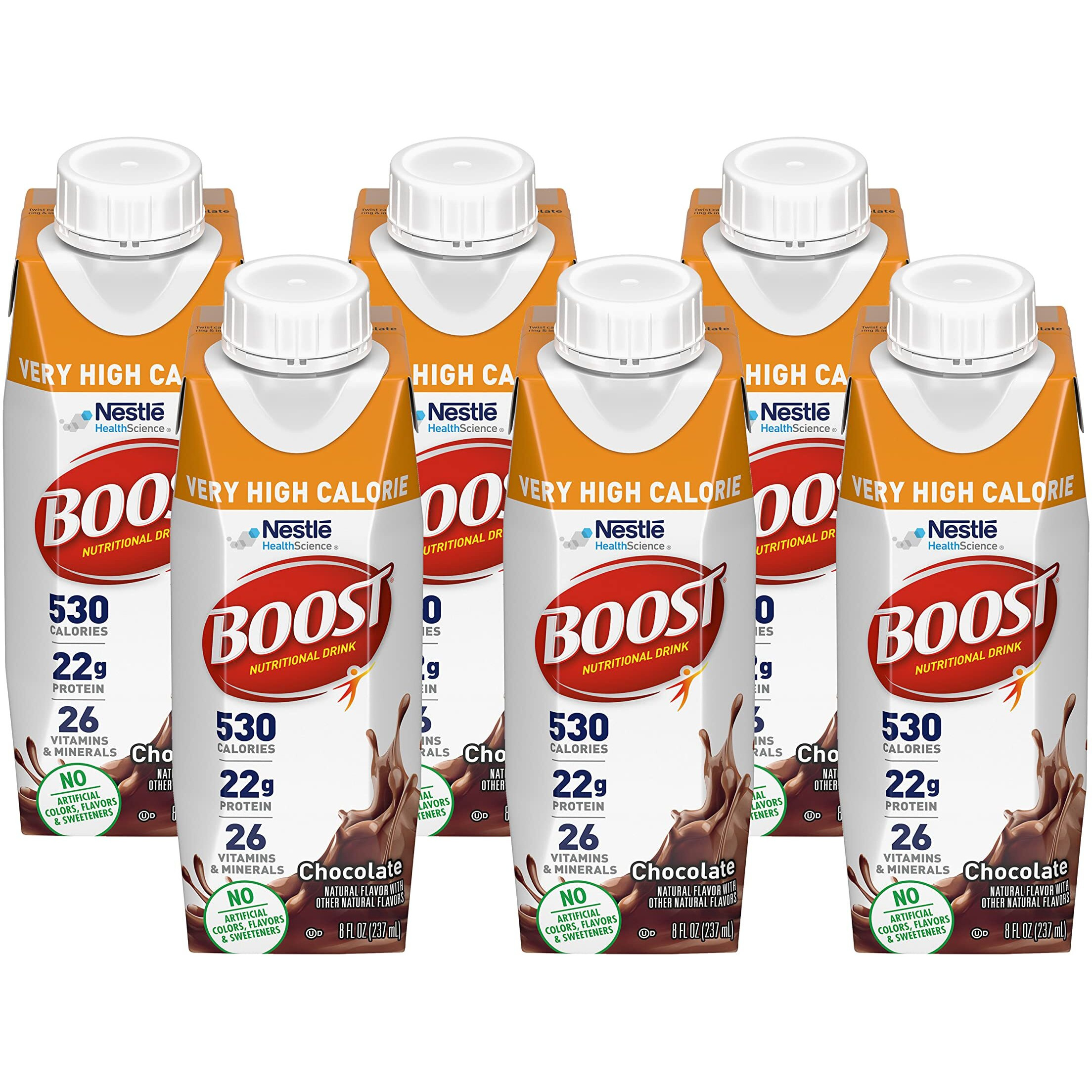 Boost Very High Calorie Nutritional Drink Made With Natural Vanilla Flavor & No Artificial Flavors, Colors & Sweeteners (8 Fl Oz (Pack Of 6), Chocolate)