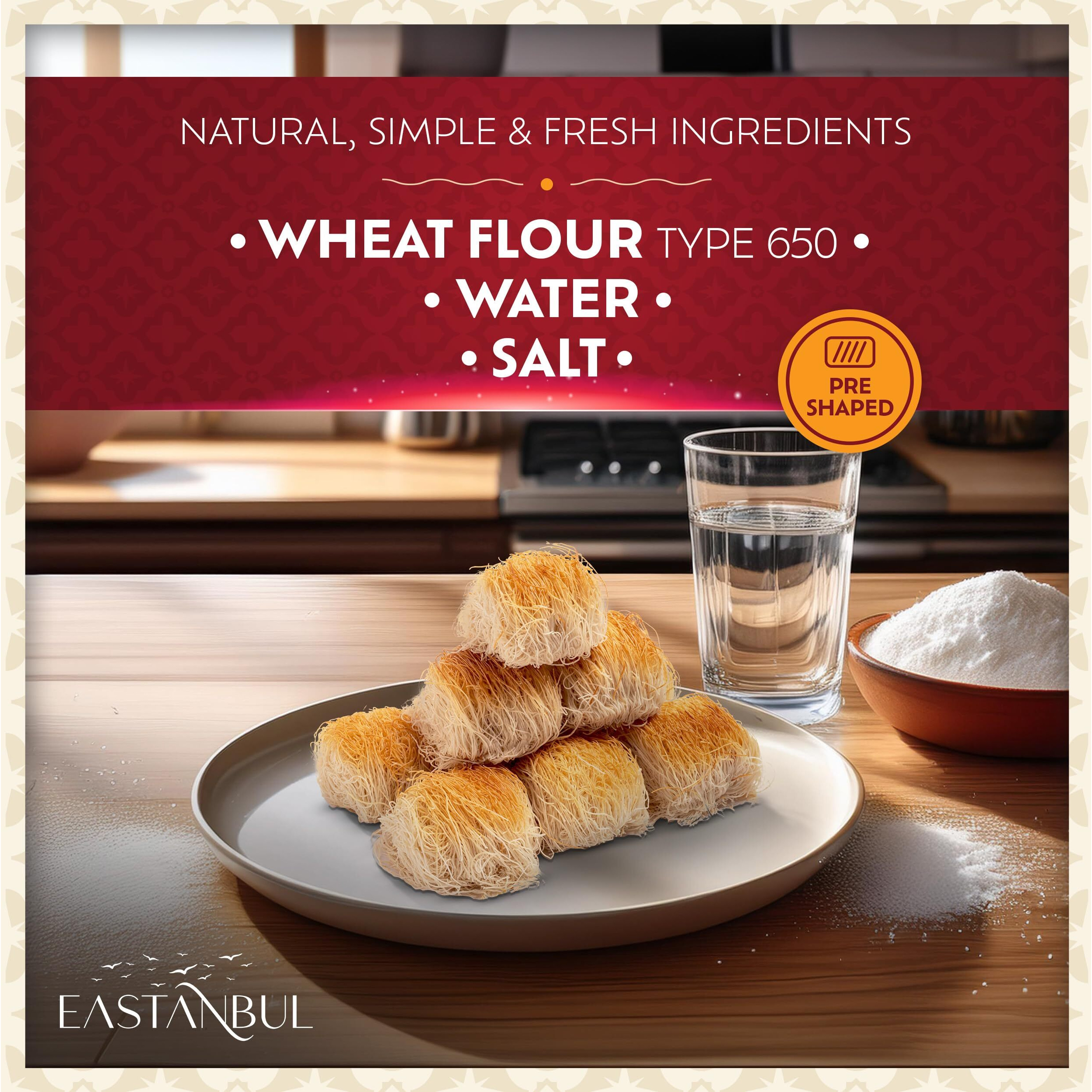 Eastanbul Cup Kataifi Shredded Fillo Dough (Syrup Not Included) Hand Shaped Kadayif Pastry, Kataifi Cups From Staple Syrup Sweetened Turkish Desserts, Shredded Phyllo Dough, Shredded Wheat Cereal 300G