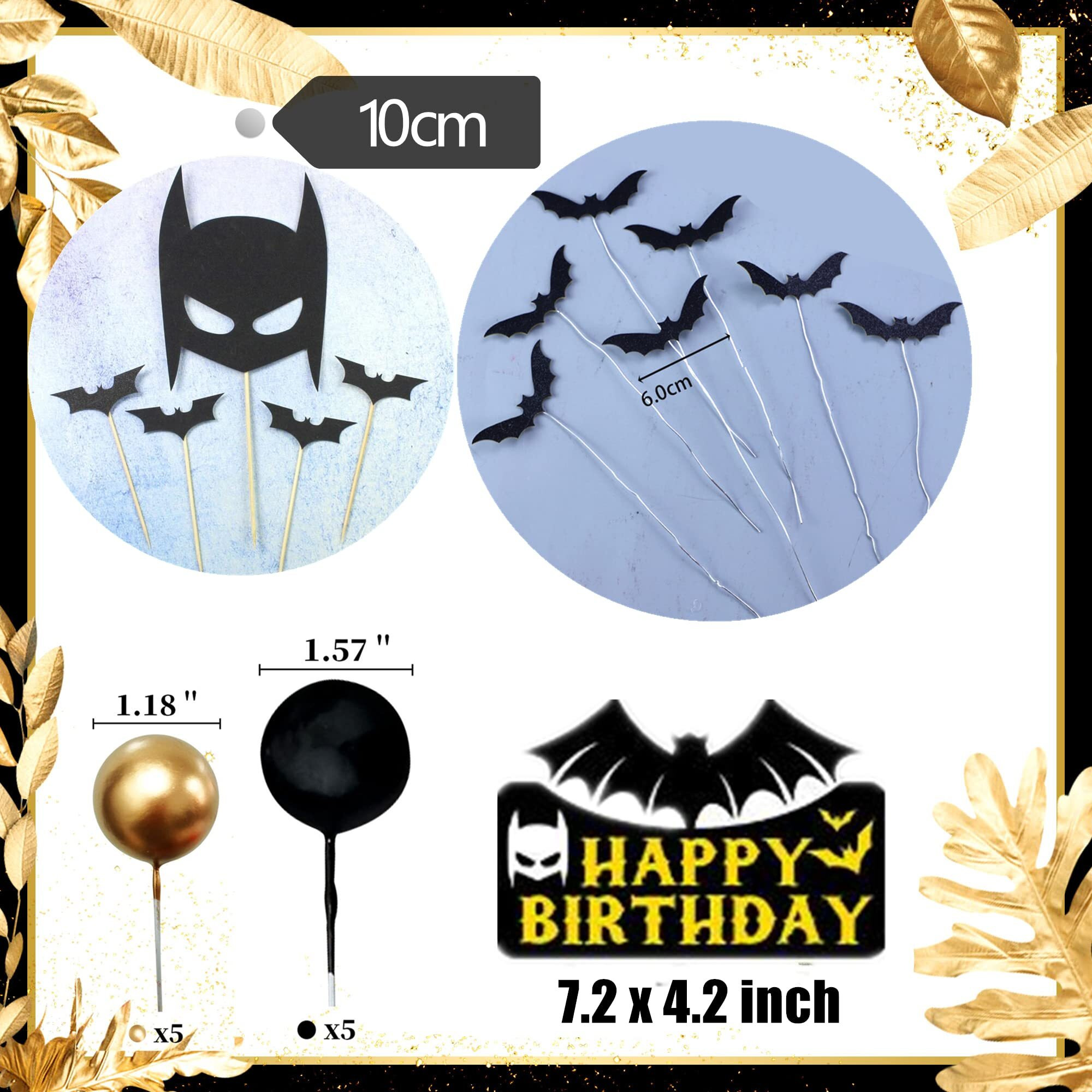 Gallarato Superhero Bat Birthday Cake Topper Happy Birthday Cake Decorations For Bat Hero Themed Birthday Party Supplies Bat Birthday Decor