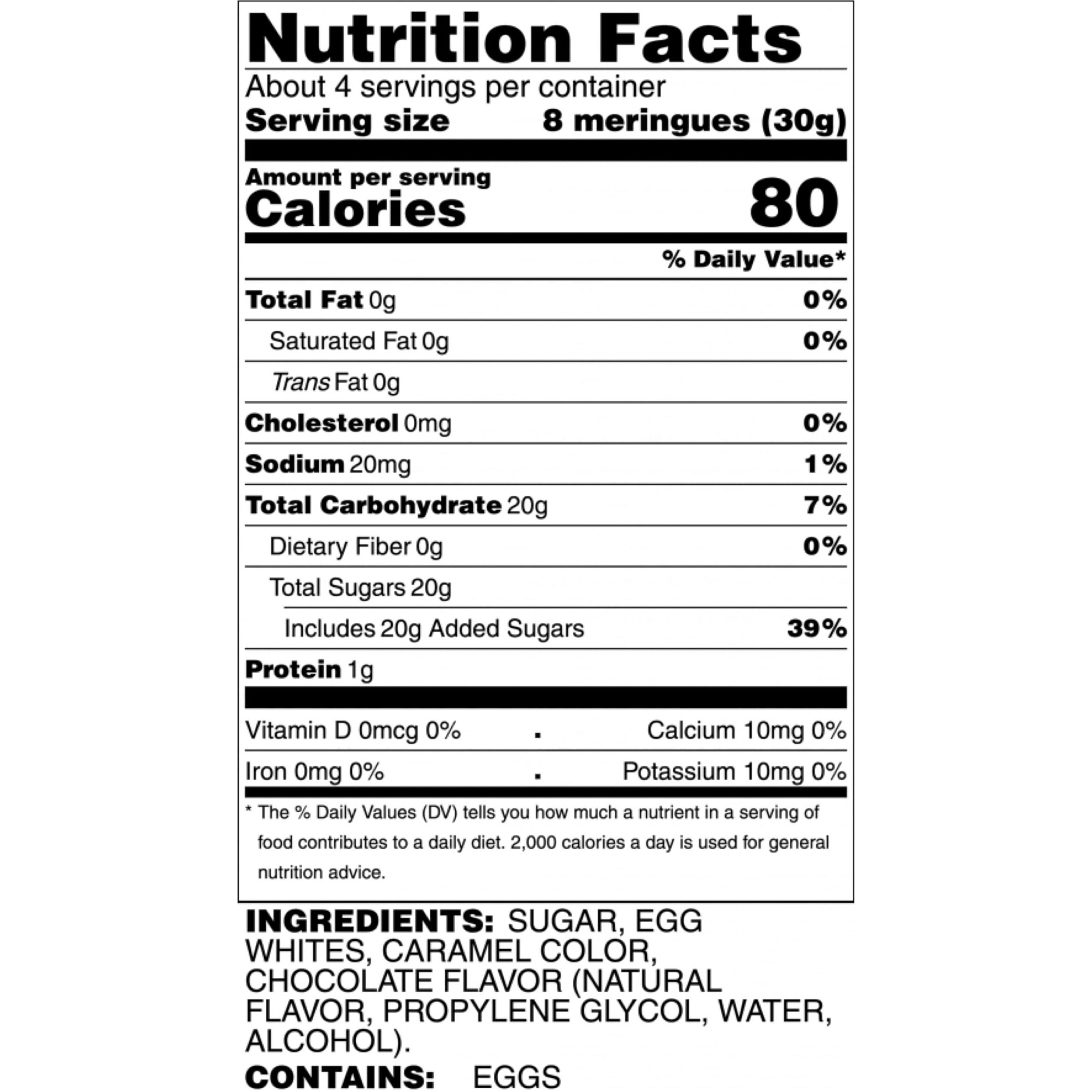 Krunchy Melts Original Meringue Cookies | Chocolate Flavor | Only 80 Calories Per Serving | Fat Free, Gluten Free, Dairy Free (4 Oz)