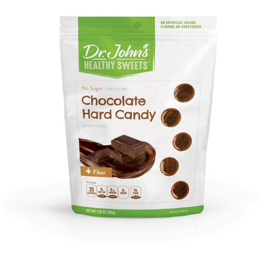 Dr. Johns Sugar Free Candy, Healthy Hard Candy With Zero Sugar, Low Calorie Snacks, Keto Friendly, Vegan, Gluten Free, Chocolate Flavor, 24 Count, 3.84 Oz