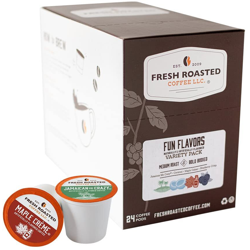 Fresh Roasted Coffee, Fun Flavors, Flavored Coffee Pod Variety Pack, K-Cup Compatible, 24 Count