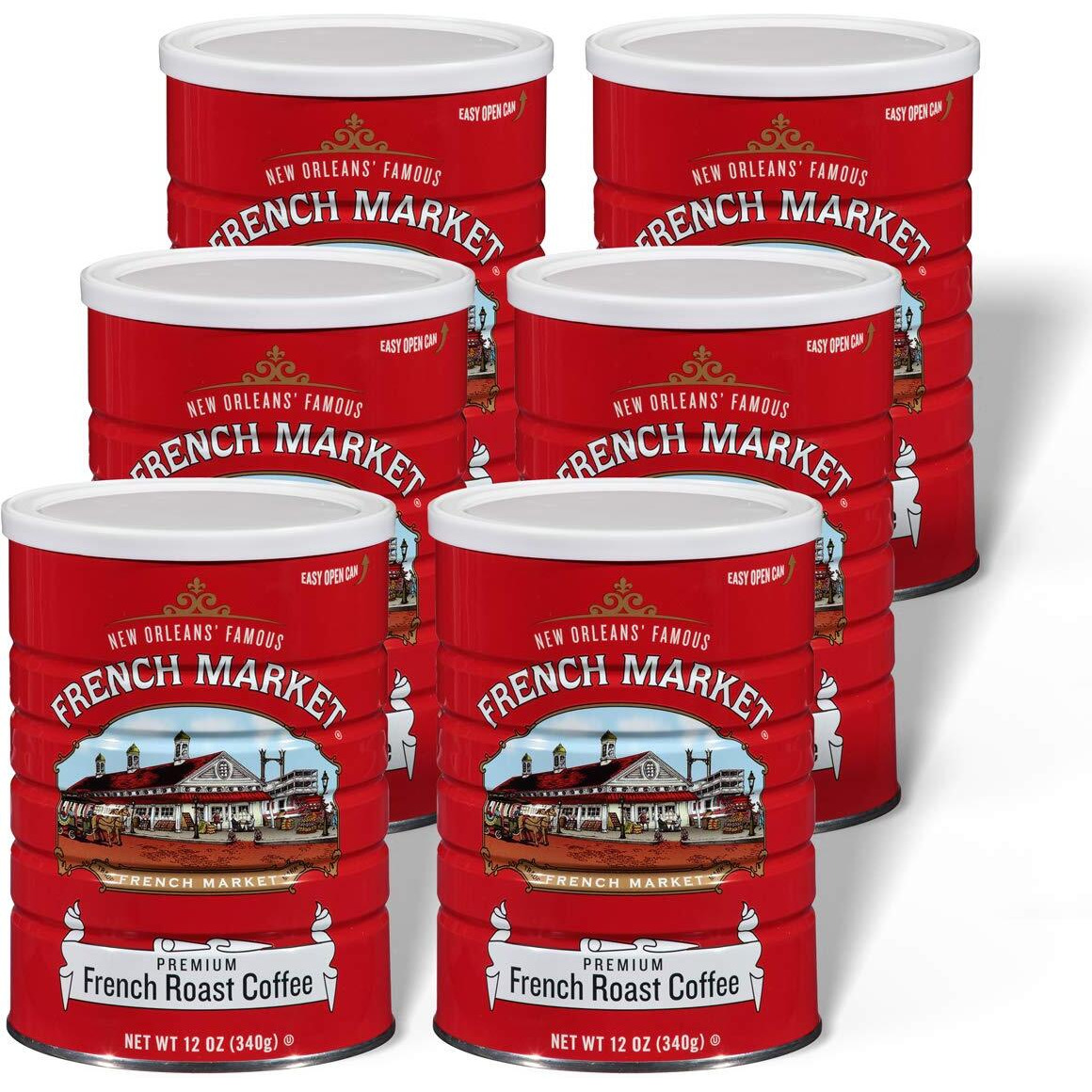 French Market French Roast Medium-Dark Roast Ground Coffee, 12Oz Can (Pack Of 6)