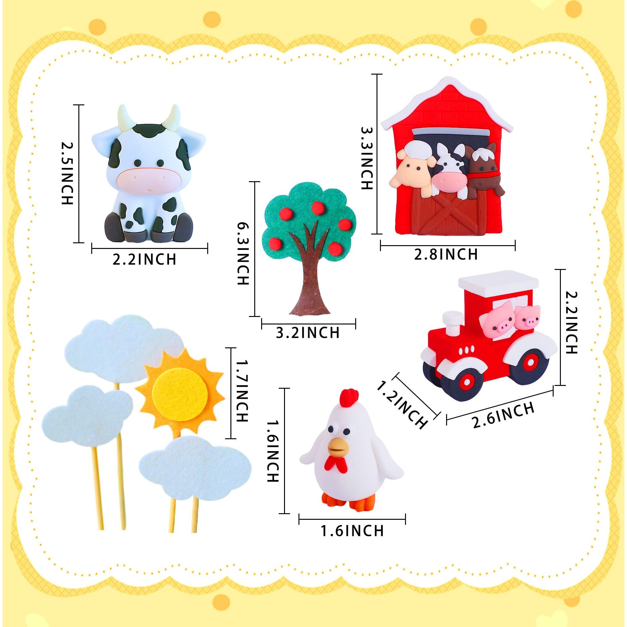 Jevenis Red Farm Animal Cake Decoration Sheep Cake Topper Farm Animal Birthday Decoration Cow Cake Decoration Pig Cake Topper For Farm Animal Baby Shower Birthday Party Decorations