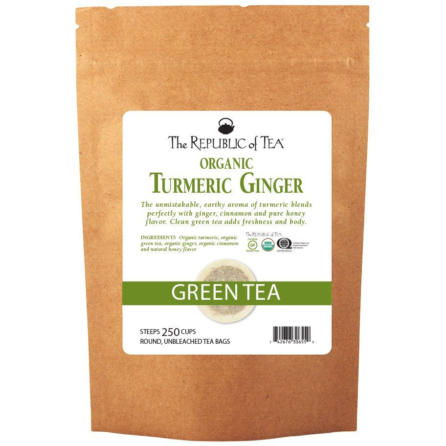 The Republic Of Tea - Organic Turmeric Ginger Green Tea, 250 Bulk Tea Bags, Naturally Caffeinated