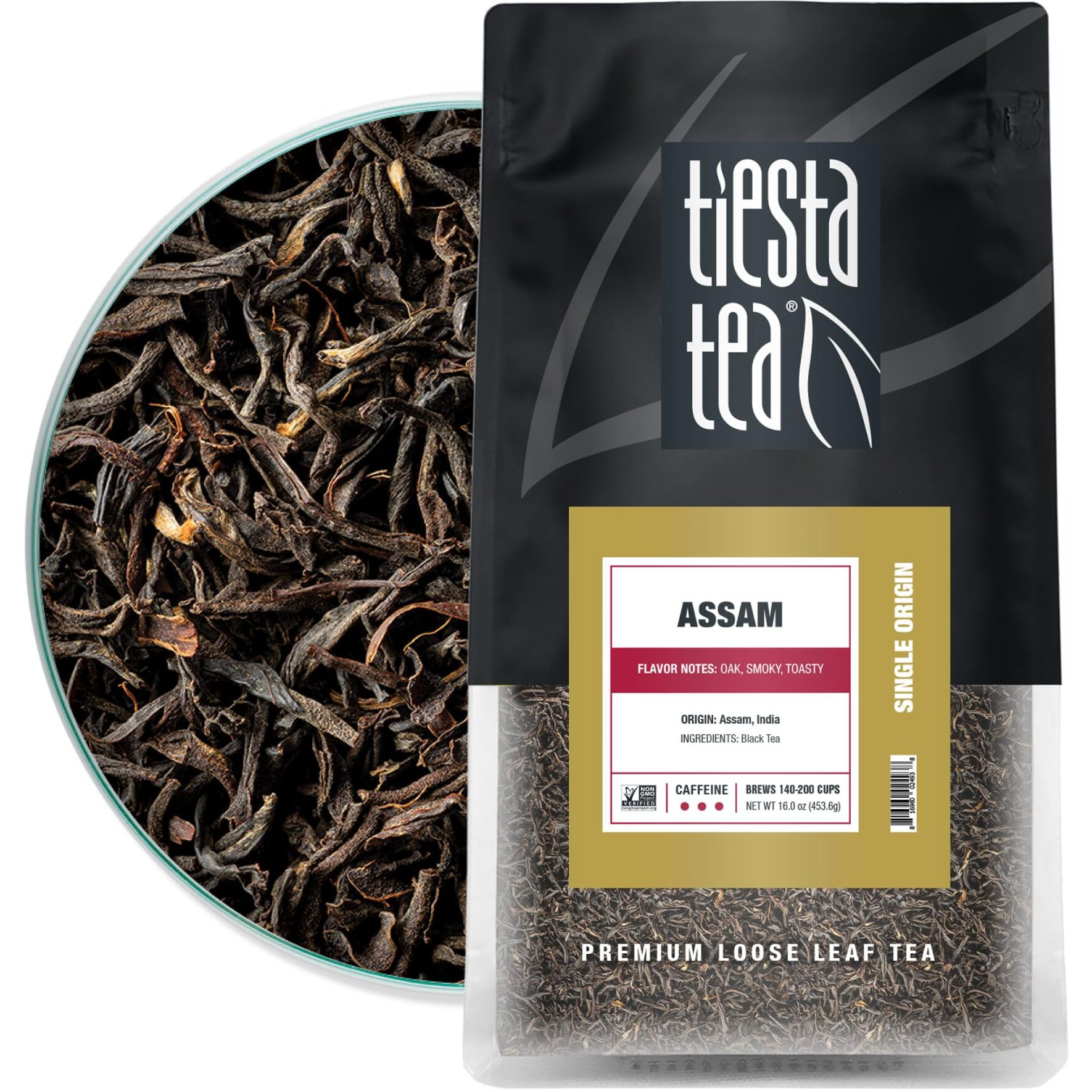 Tiesta Tea - Assam Black Tea | Single Origin Premium Black Loose Leaf Tea From India | 100% Pure Unblended High Caffeinated Tea | Make Hot Or Iced Tea & Up To 200 Cups - 16Oz Resealable Bulk Pouch