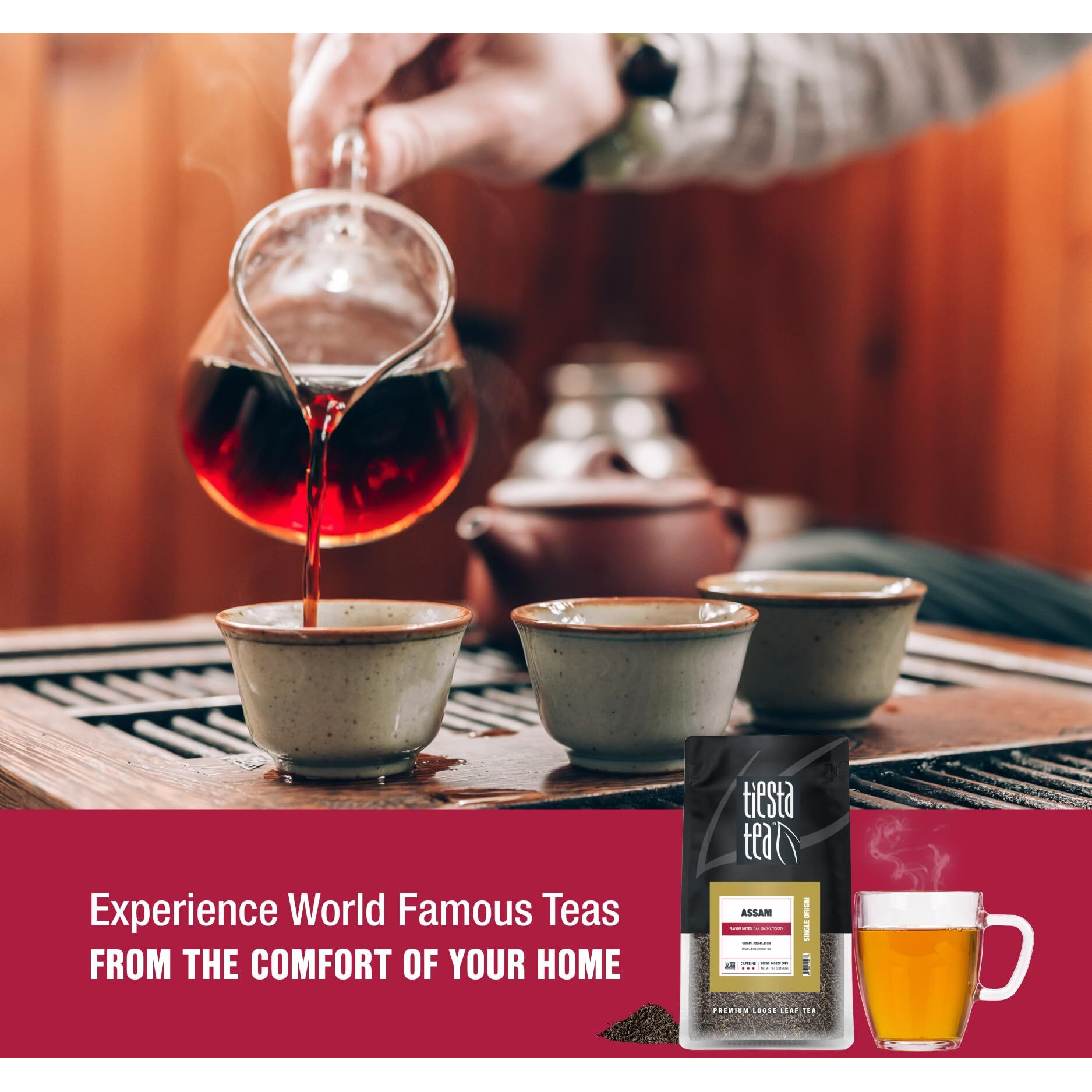 Tiesta Tea - Assam Black Tea | Single Origin Premium Black Loose Leaf Tea From India | 100% Pure Unblended High Caffeinated Tea | Make Hot Or Iced Tea & Up To 200 Cups - 16Oz Resealable Bulk Pouch