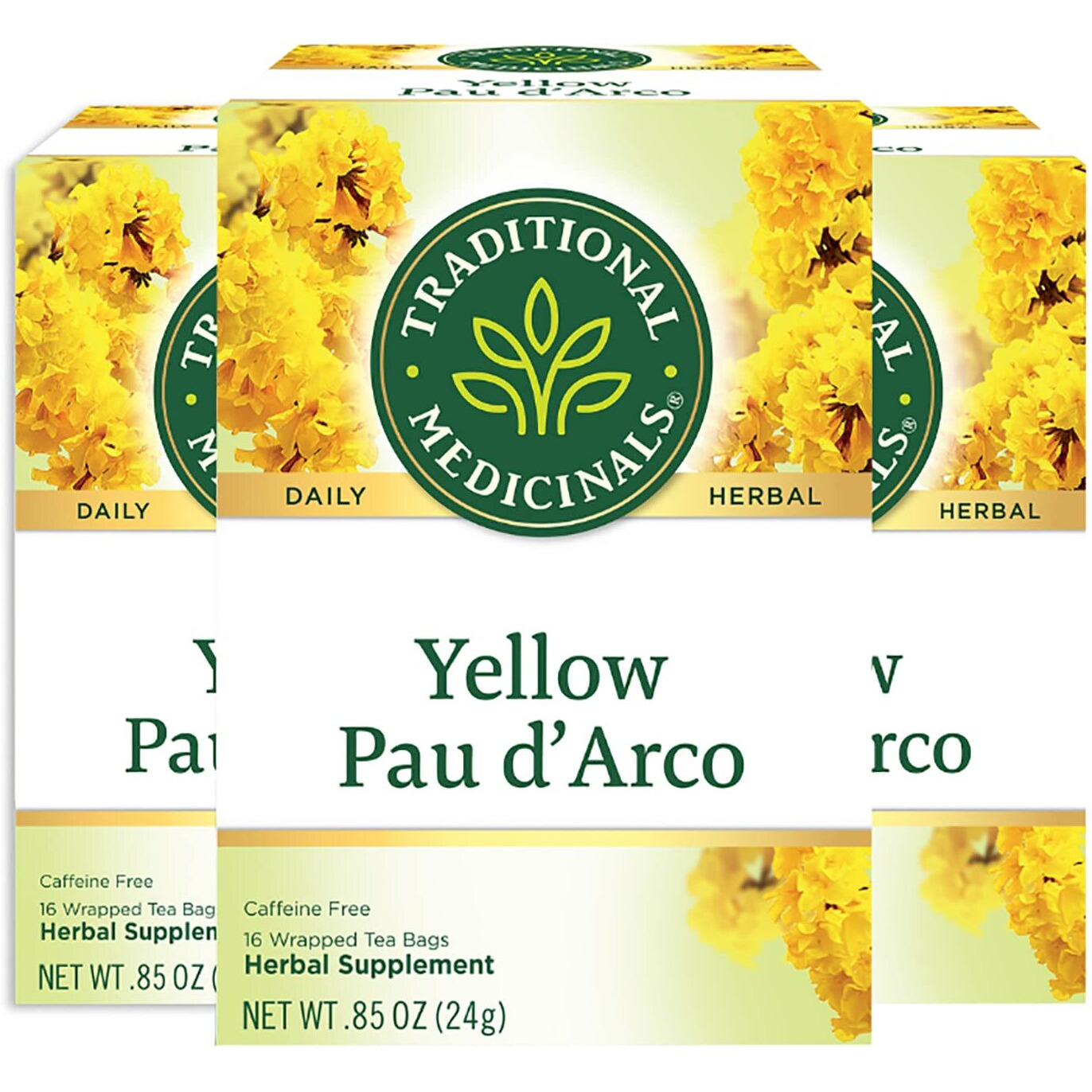 Traditional Medicinals Yellow Pau Darco Herbal Tea, Contributes To A Healthy You, (Pack Of 3) - 48 Tea Bags Total