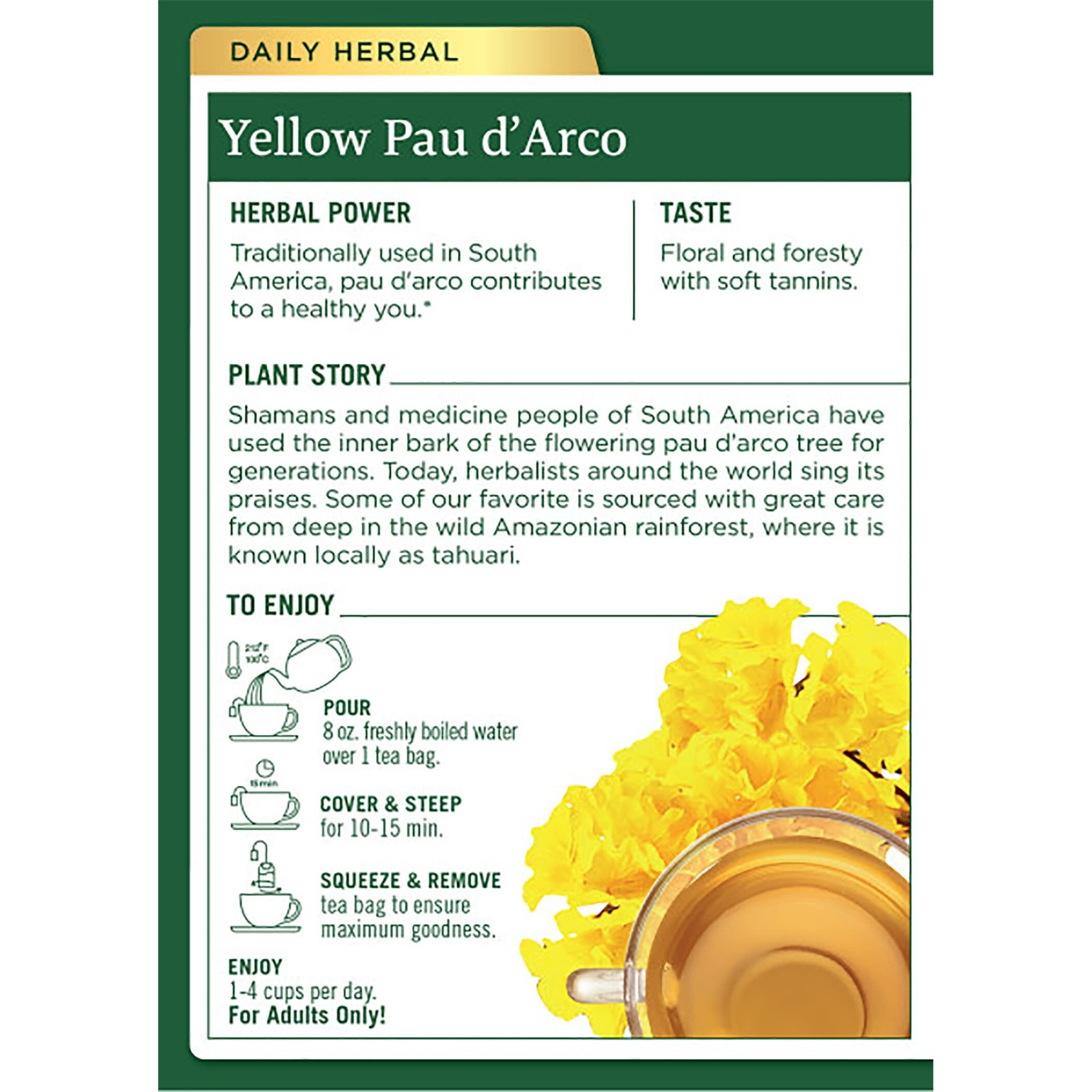 Traditional Medicinals Yellow Pau Darco Herbal Tea, Contributes To A Healthy You, (Pack Of 3) - 48 Tea Bags Total