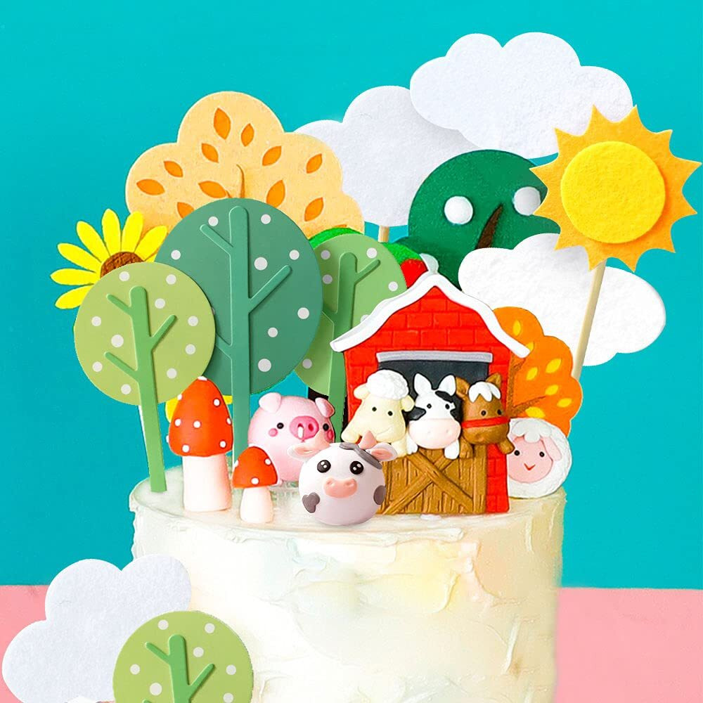 Jevenis Little Farm Animal Cake Decoration Sheep Cake Topper Farm Animal Birthday Cake Topper Cow Cake Decoration Pig Cake Topper For Farm Animal Baby Shower Birthday Party Decorations