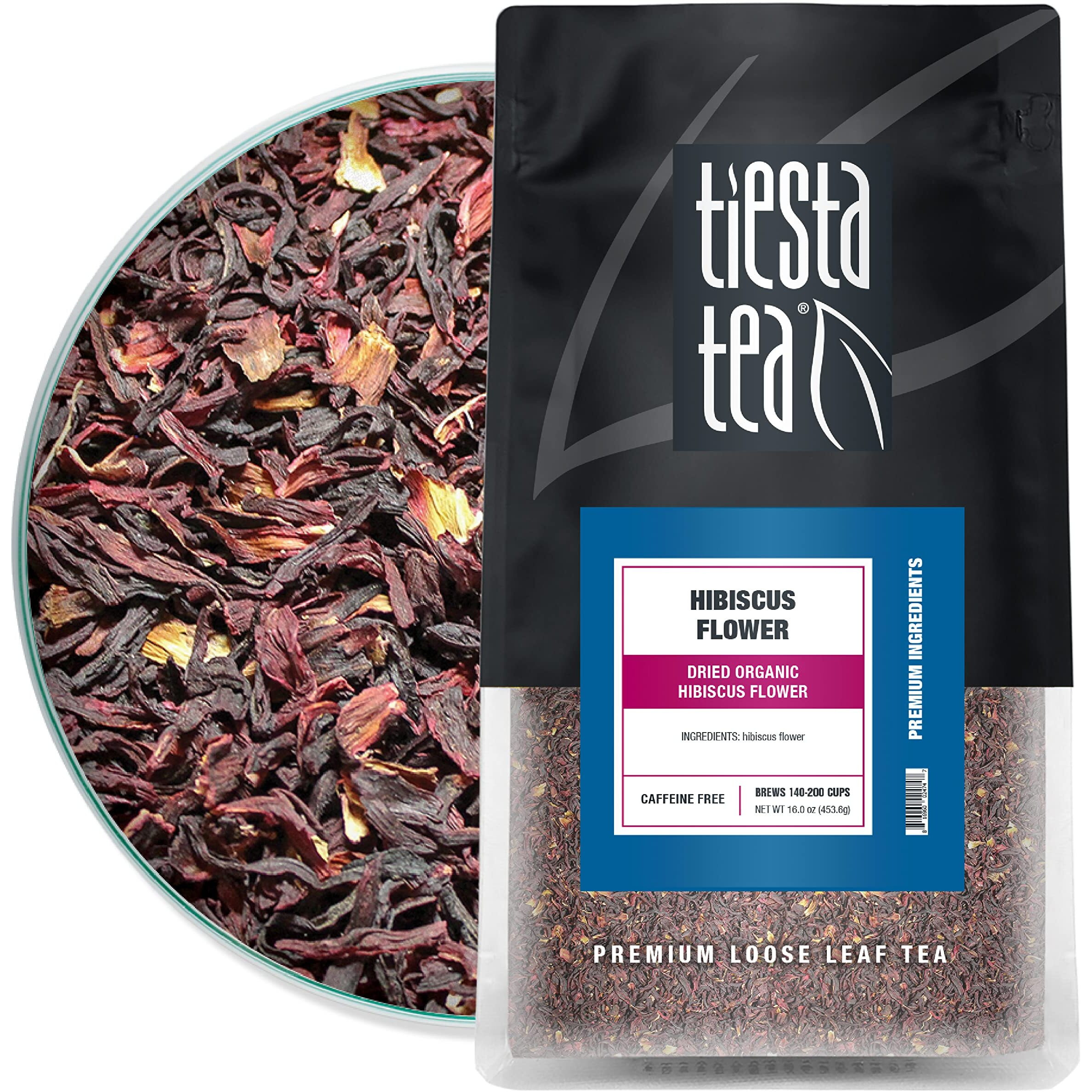 Tiesta Tea - Dried Hibiscus | Cut & Sifted Hibiscus Flower | Premium Loose Leaf Tea Blend | Non-Caffeinated Tea | Make Hot Or Iced Tea & Brews Up To 200 Cups - 16 Ounce Resealable Bulk Pouch