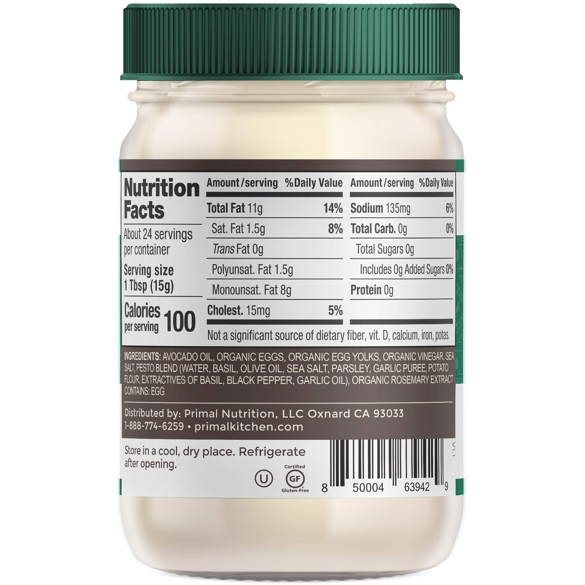 Primal Kitchen Mayo Made With Avocado Oil And Cage-Free Eggs Variety Pack, Original & Pesto, 12 Ounces, Pack Of 2